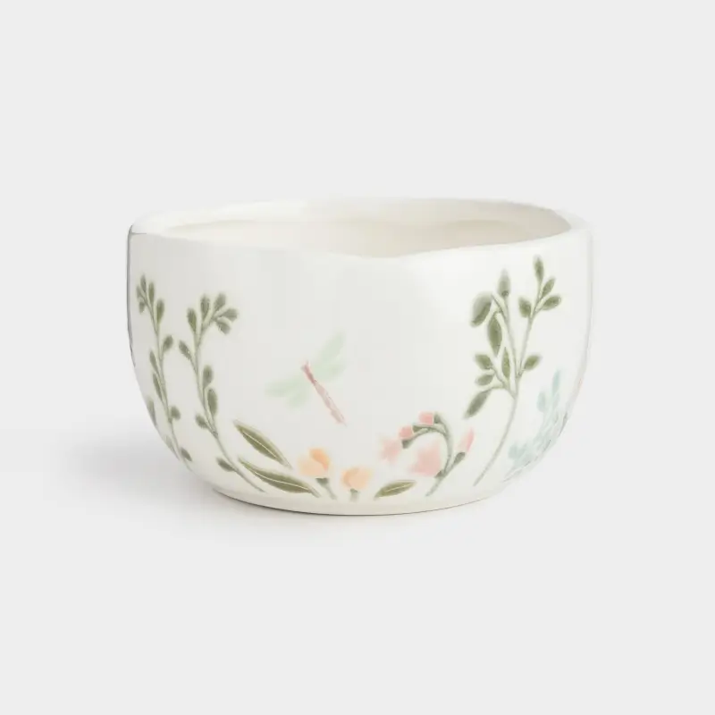 Bowl, 14x8 cm, ceramic, milky, speckled, wildflowers, Meadow speckled ,image-0