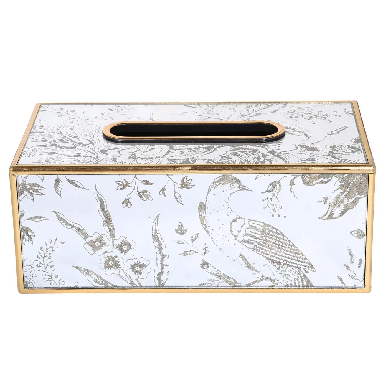 Paper napkin box, 25x13 cm, plastic / glass, Mirror, Bird, Bluebird, image-0