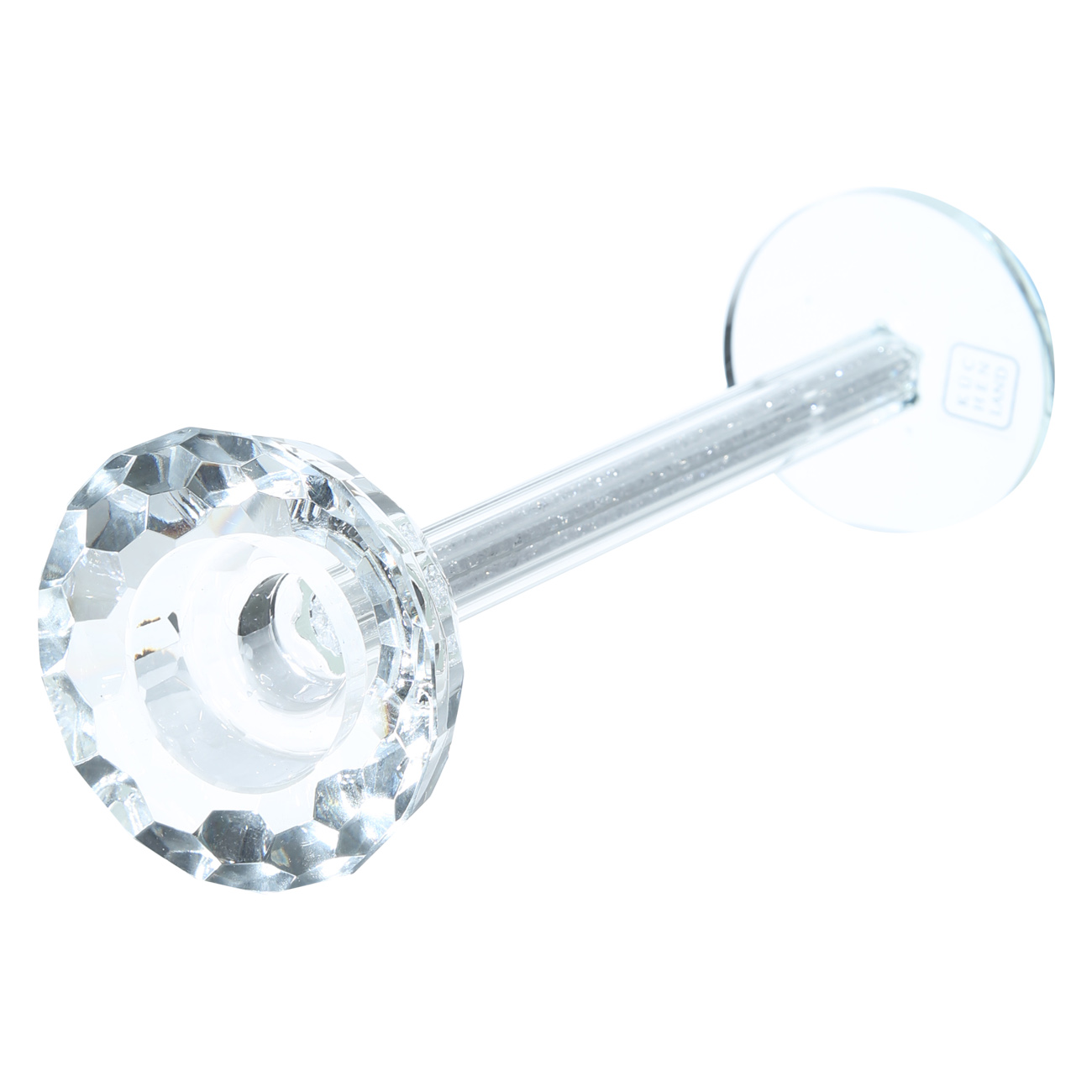 Candle holder, 23 cm, on a leg, glass / rhinestones, Crystal, Crystal