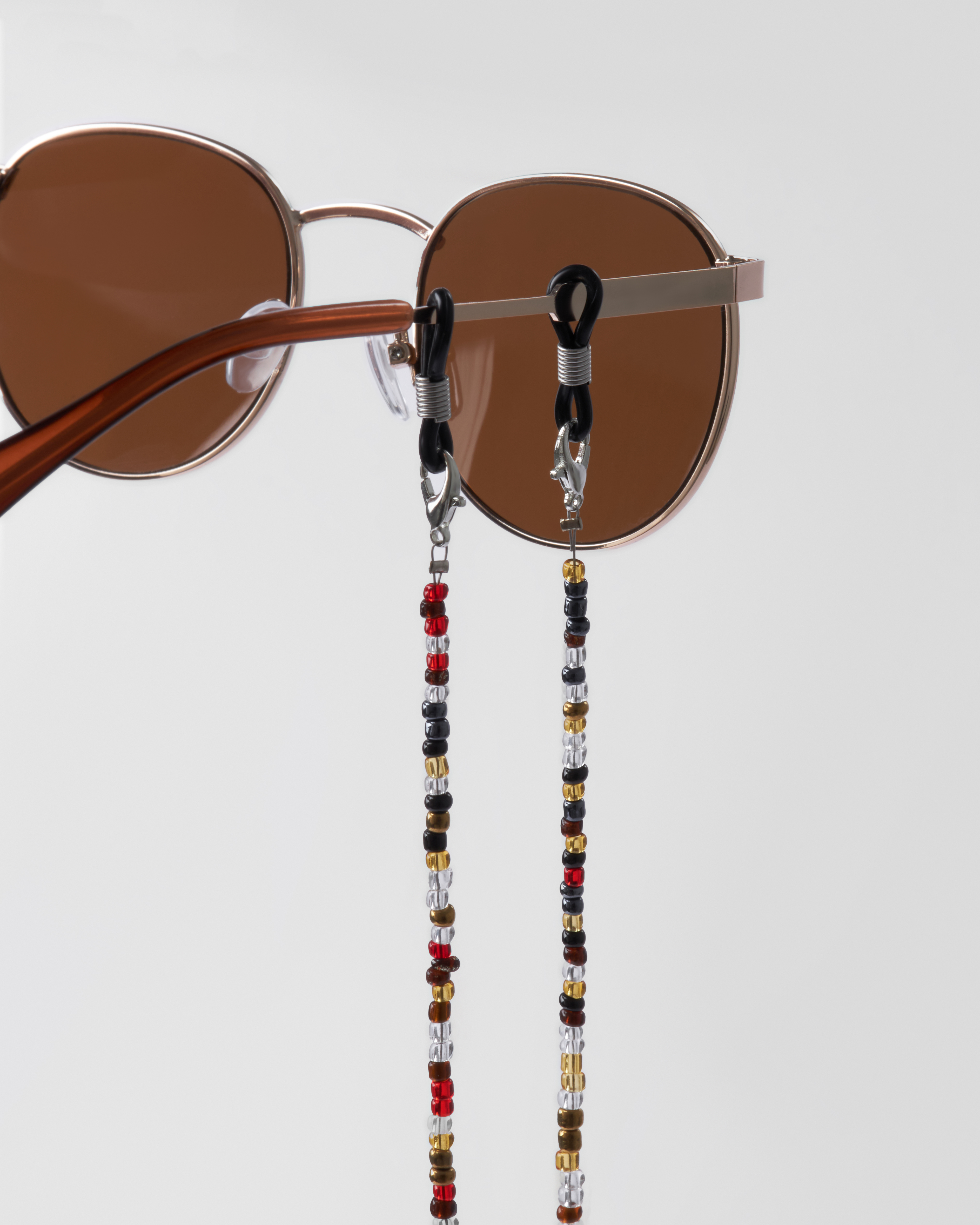 Eyeglass chain, 71 cm, beads / metal, color, Boho, Pearl color, image-1