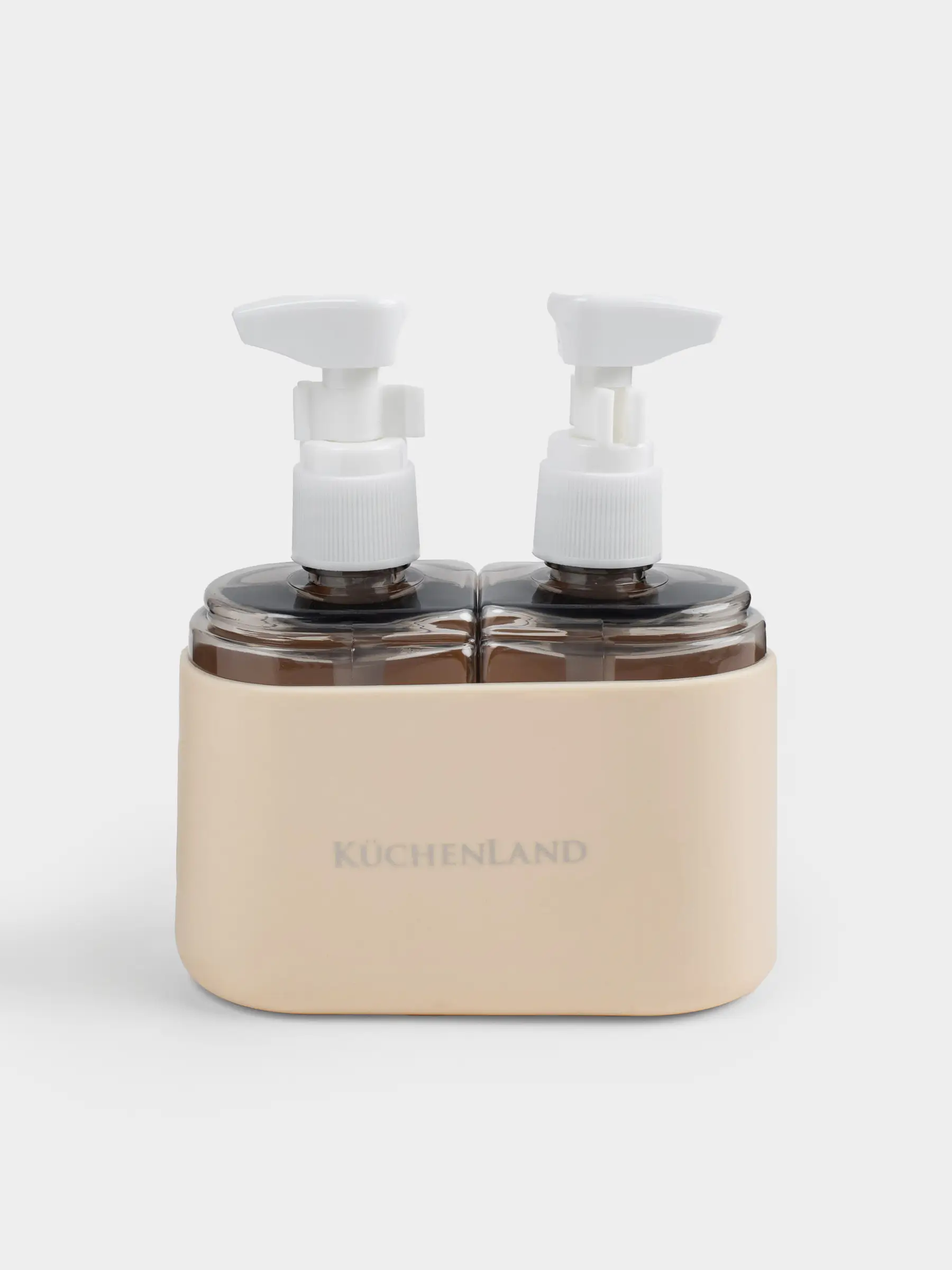 Set of travel bottles, 2 pcs, with dispenser, in a case, plastic, ecru, Travel comfort