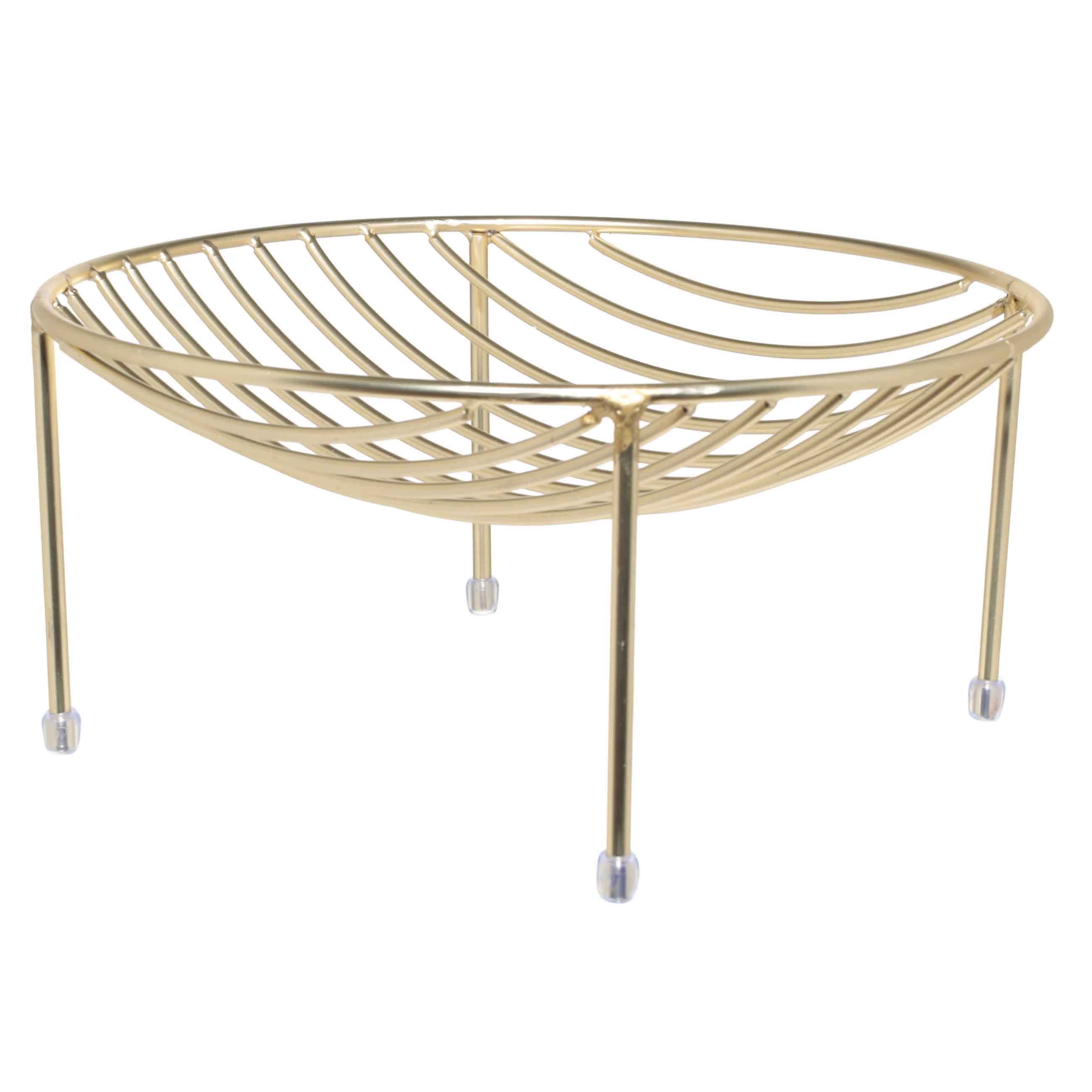 Fruit basket, 26 cm, with legs, metal, golden, Twist gold
