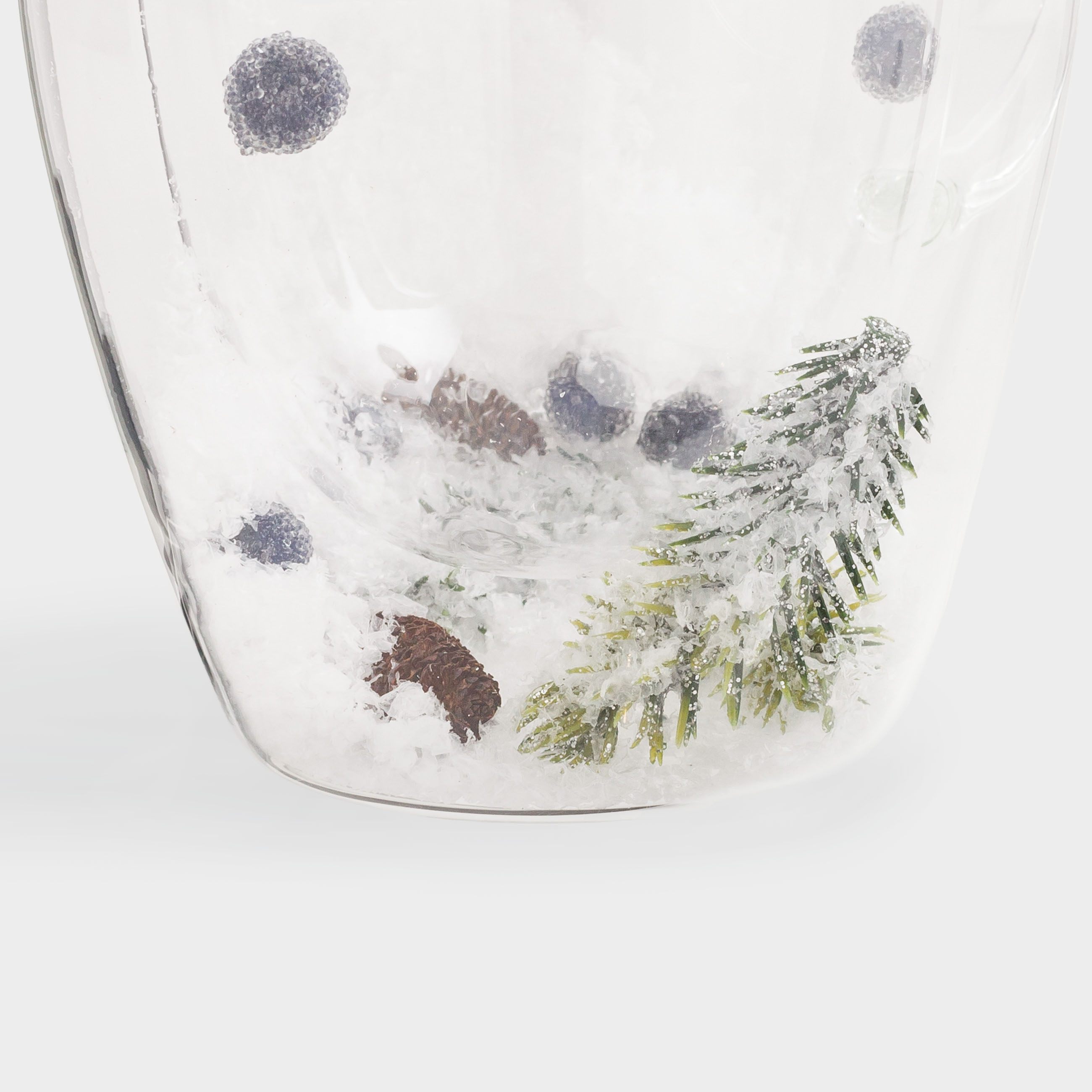 Mug, 330 ml, 2 pcs, B glass, with fir branches, cones and berries inside, Air decor, image-5
