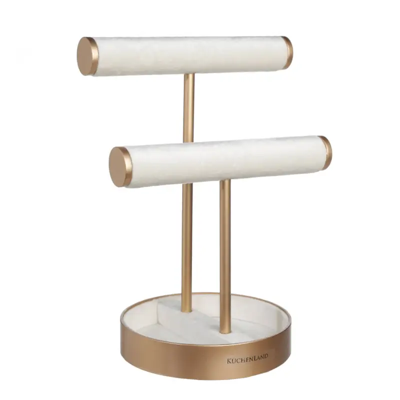 Watch and jewelry holder, 21x30 cm, wood / corduroy, beige, Fantastic gold