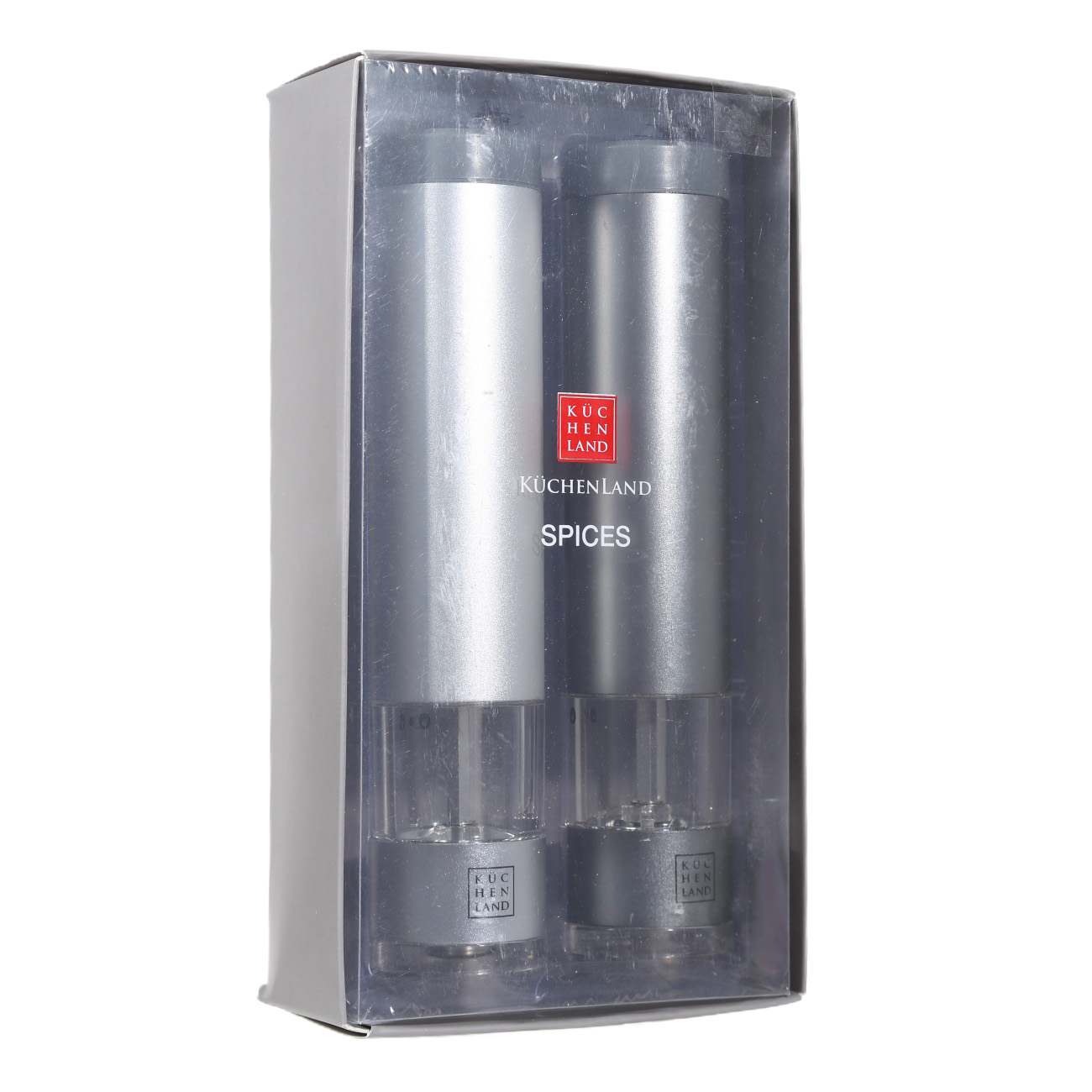 Spice mill, 22 cm, 2 pcs, electric, metal / plastic, LED B, Grey, Piquant, image-6