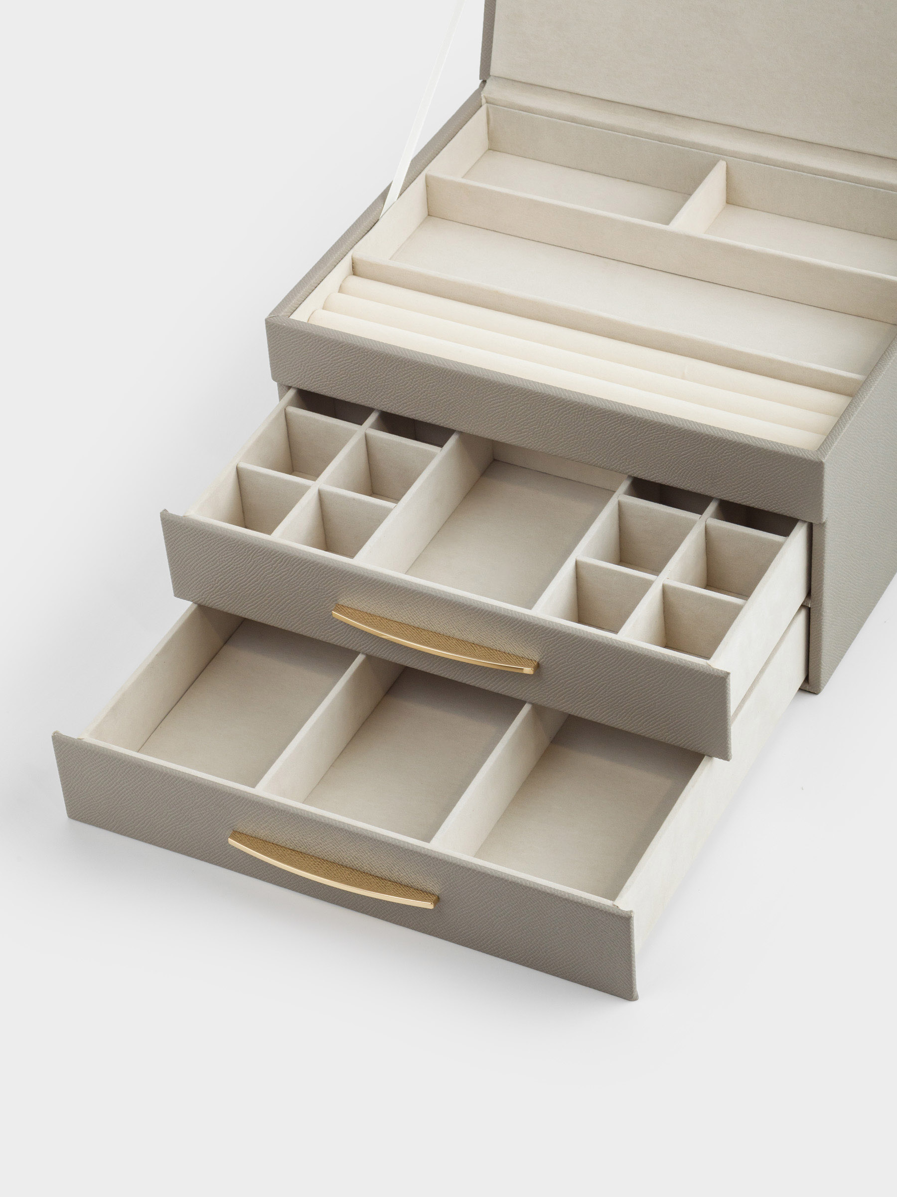 Jewelry box, 27x14 cm, PU leather / MDF, grey, Premiere, image-3