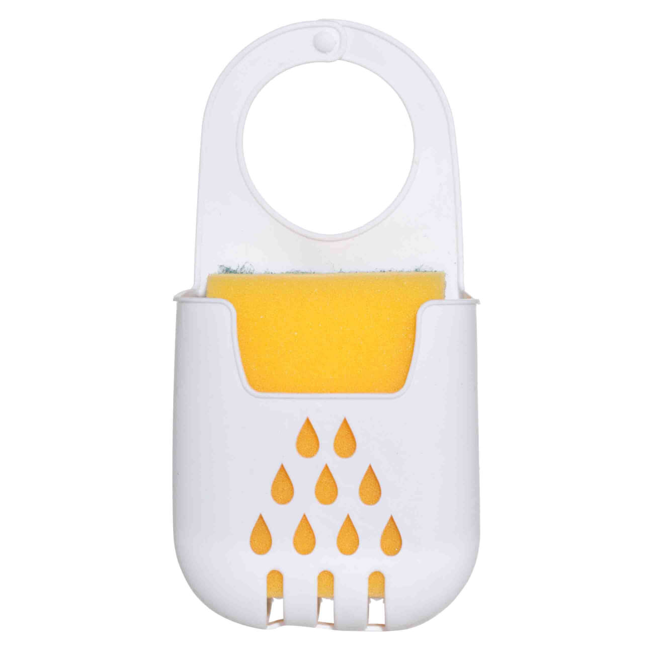 Kitchen sponge holder, 18x9 cm, Hanging, Rubber, White, Drops, Keeping