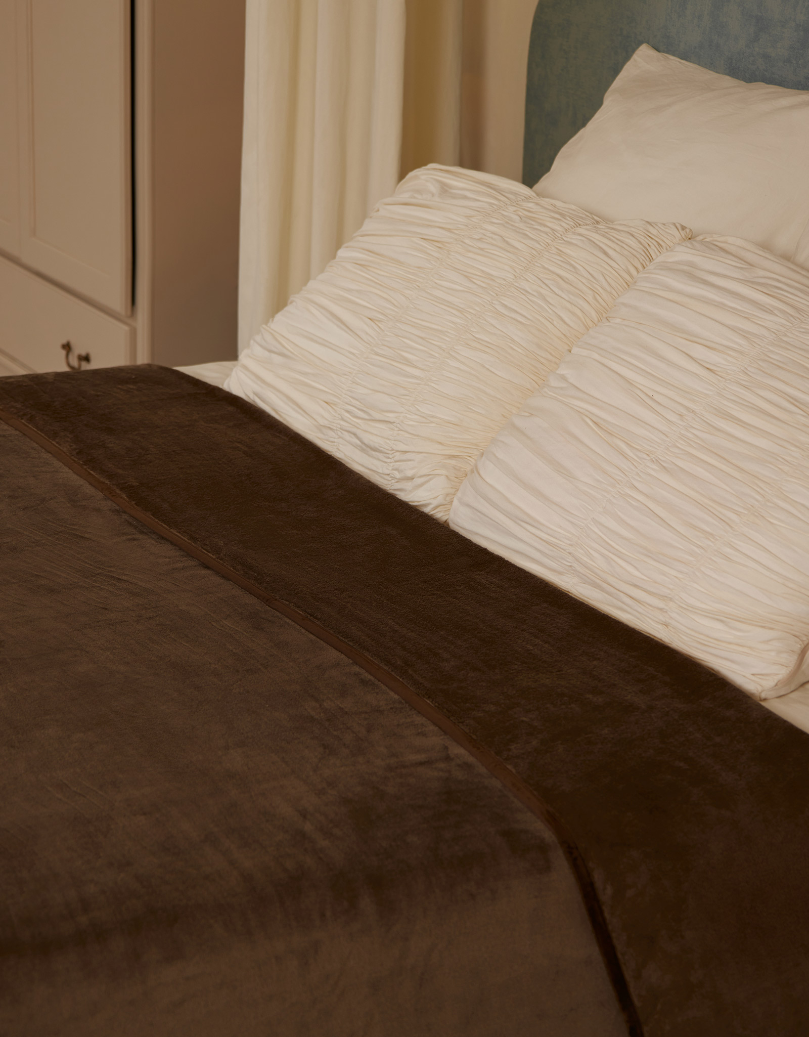 Bedspread, 220x240 cm, flannel, brown, Flannel
