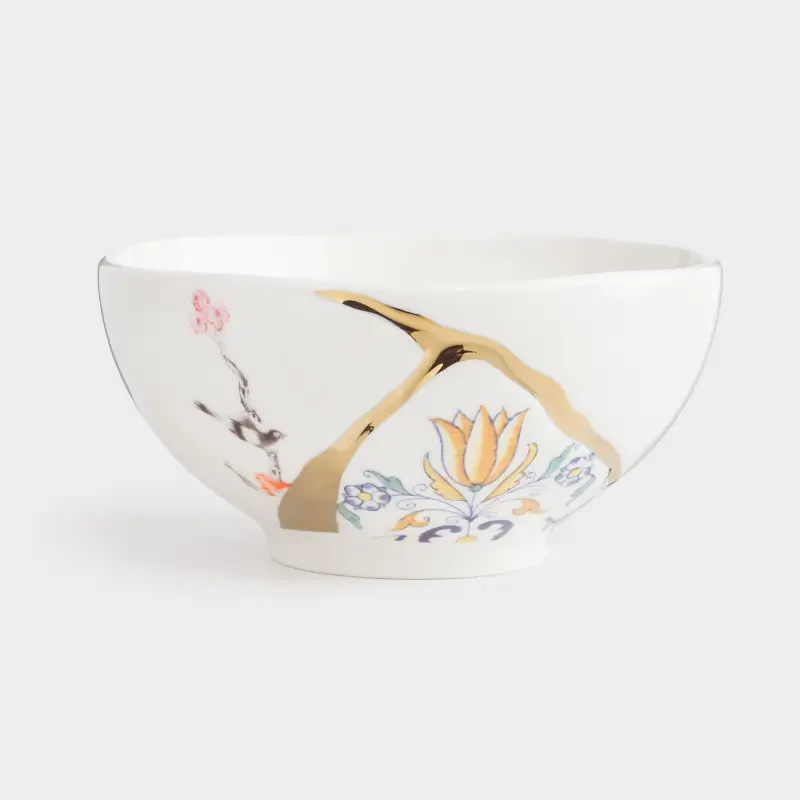 Bowl, 13x6 cm, porcelain N, white and gold, Kintsugi, Kintsugi ,image-0