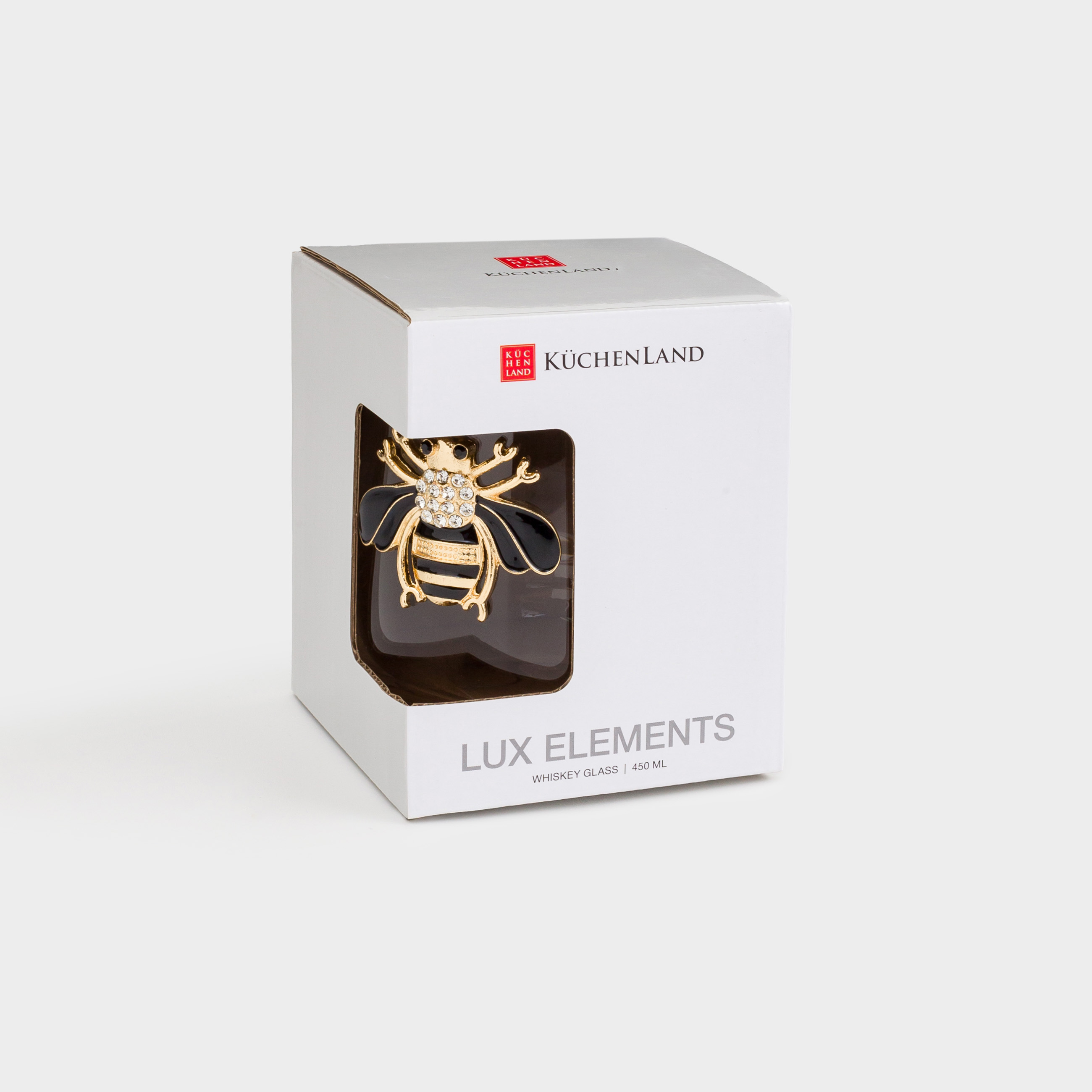 Drinking glass, 10 cm, 450 ml, glass / metal, Bumblebee, Lux elements, image-3