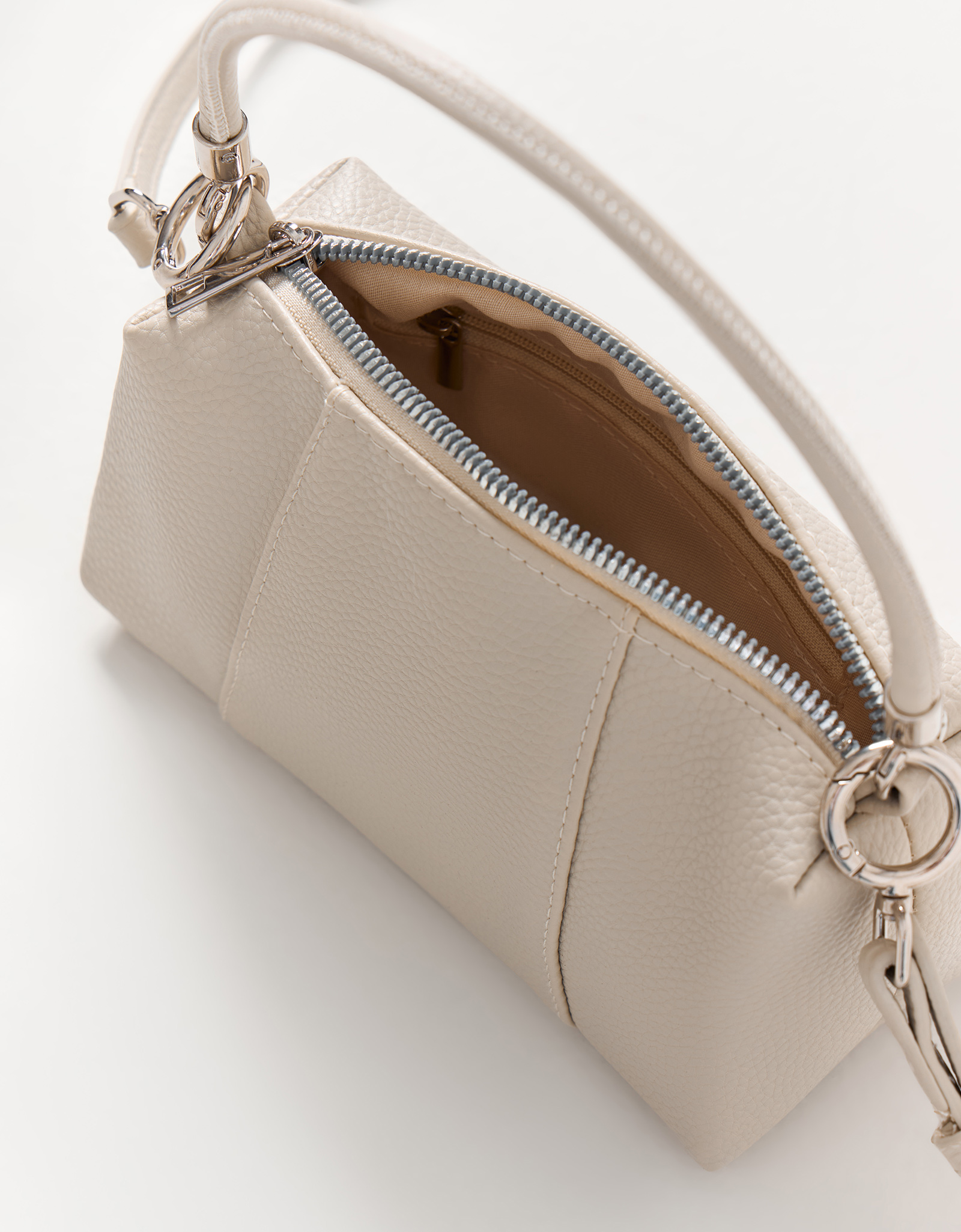 Women's bag, 20x11 cm, with handle, polyurethane, milky, Memo, image-6