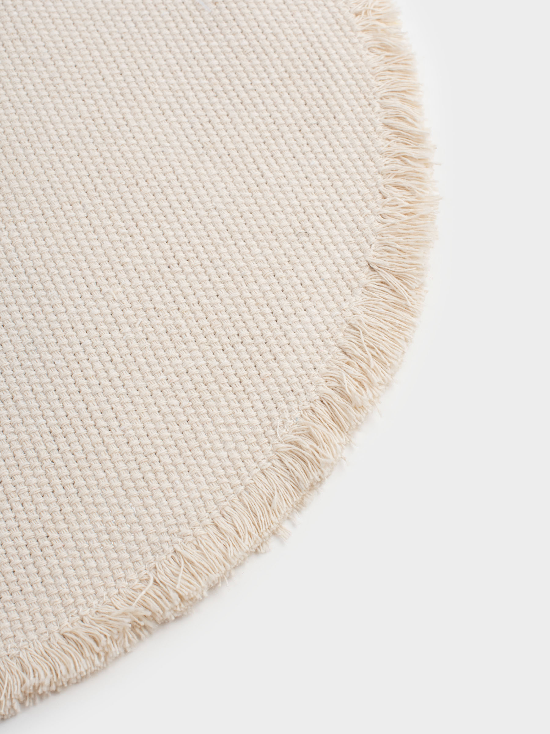 Placemat, 38 cm, with fringe, polyester / cotton, Round, beige, Fringe, image-2