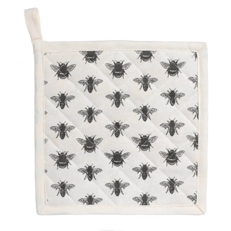 Potholder, 20x20 cm, cotton, beige, Bees, Honey