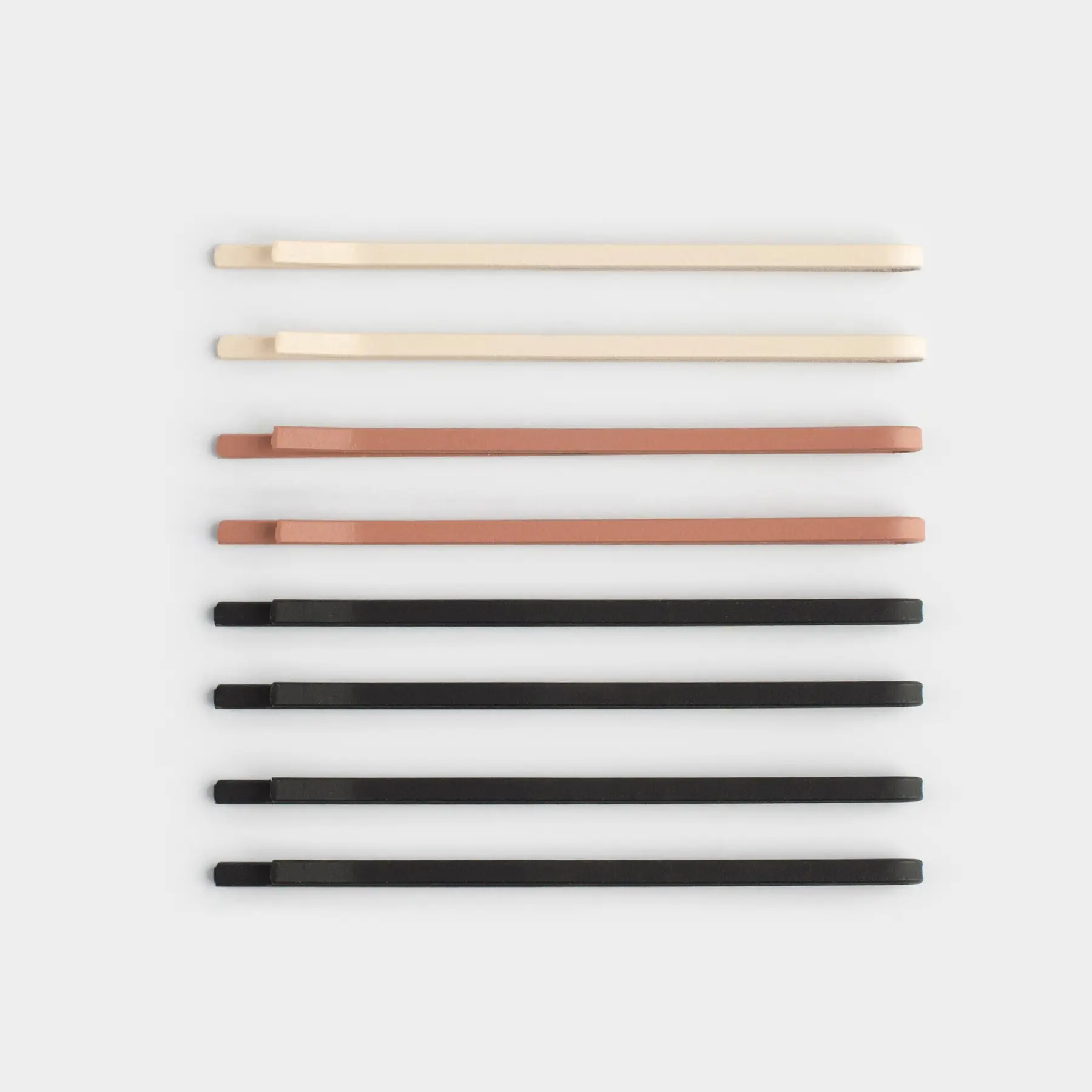 Hair clip, 8 cm, 8 pcs, metal, mix, Invisible, Basic