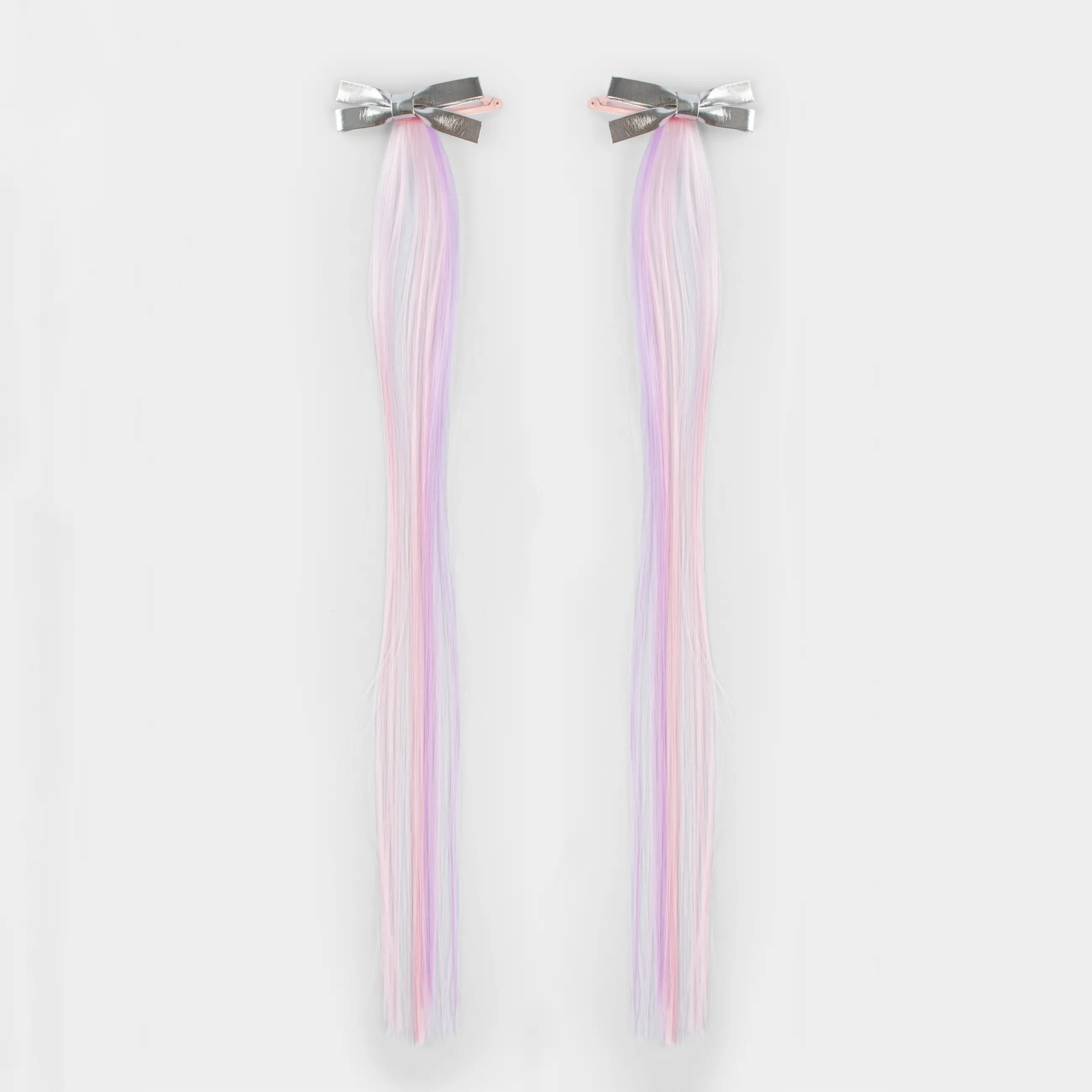 Hair clip, 32 cm, 2 pcs, children's, with strands, polyurethane / metal, Bow, Hairstyle