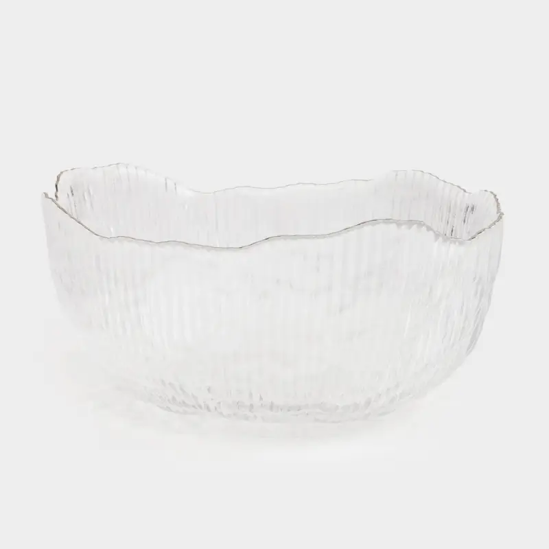 Salad bowl, 17x8 cm, 900 ml, glass R, with silver edging, Argos silver, image-0