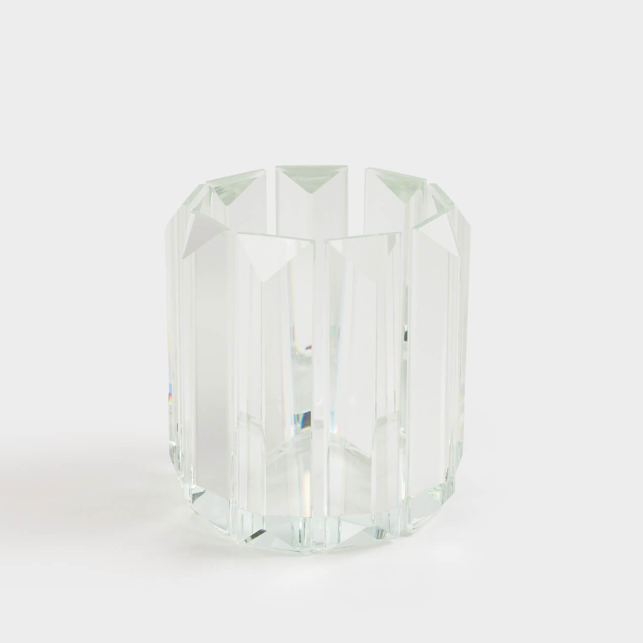 Candlestick, 8 cm, for tea candle, glass, Facets, Lux crystal