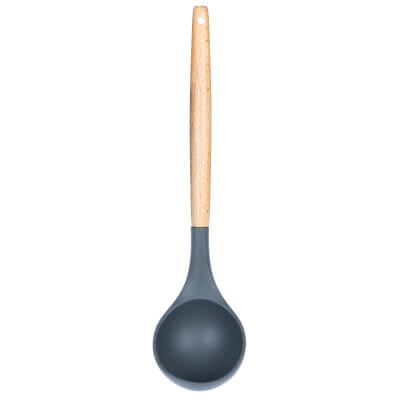 Ladle, 30 cm, silicone / wood, gray, Weekend ,image-0