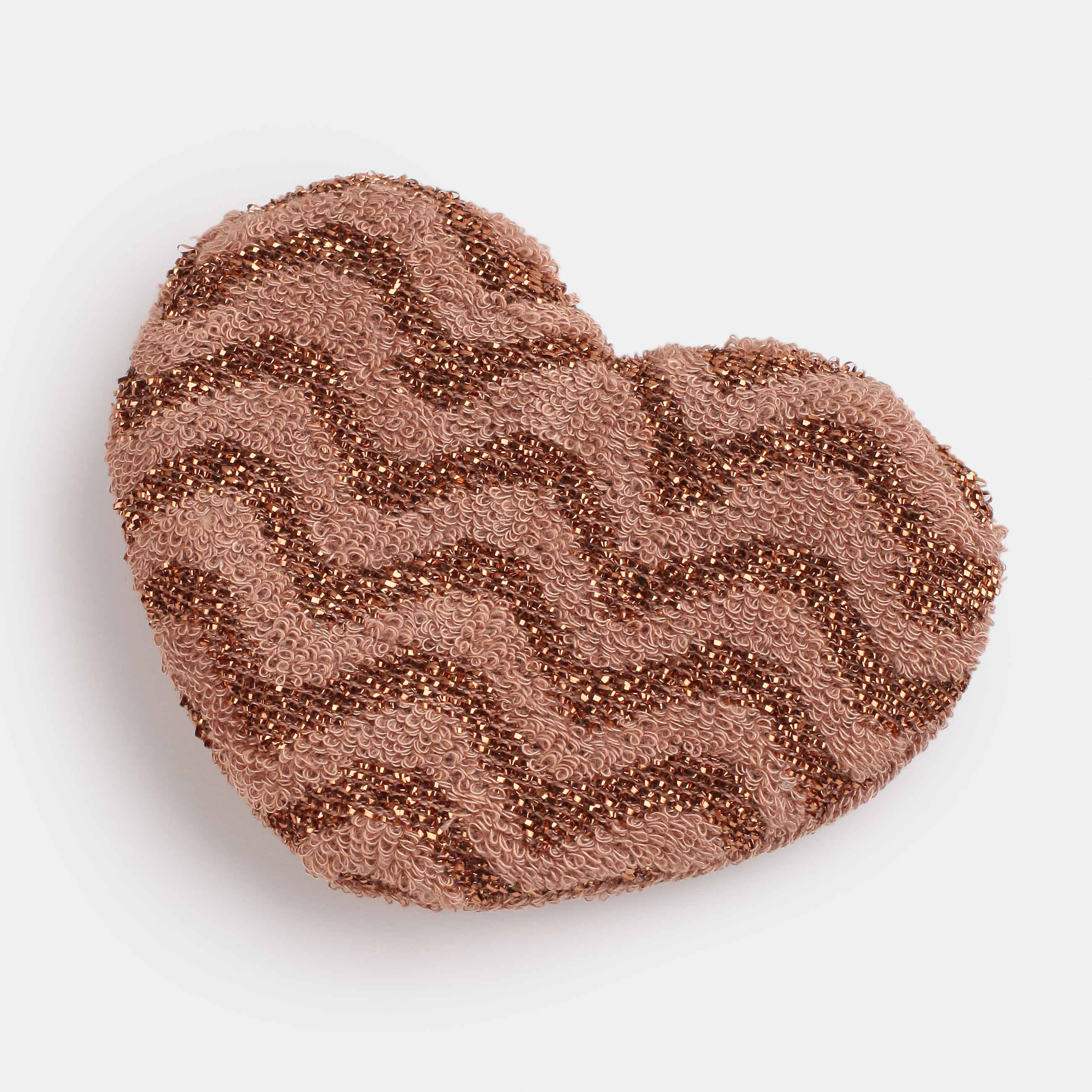 Dish washing sponge, 13x10 cm, double-stranded, polyester / foam, bronze, Heart, Clean