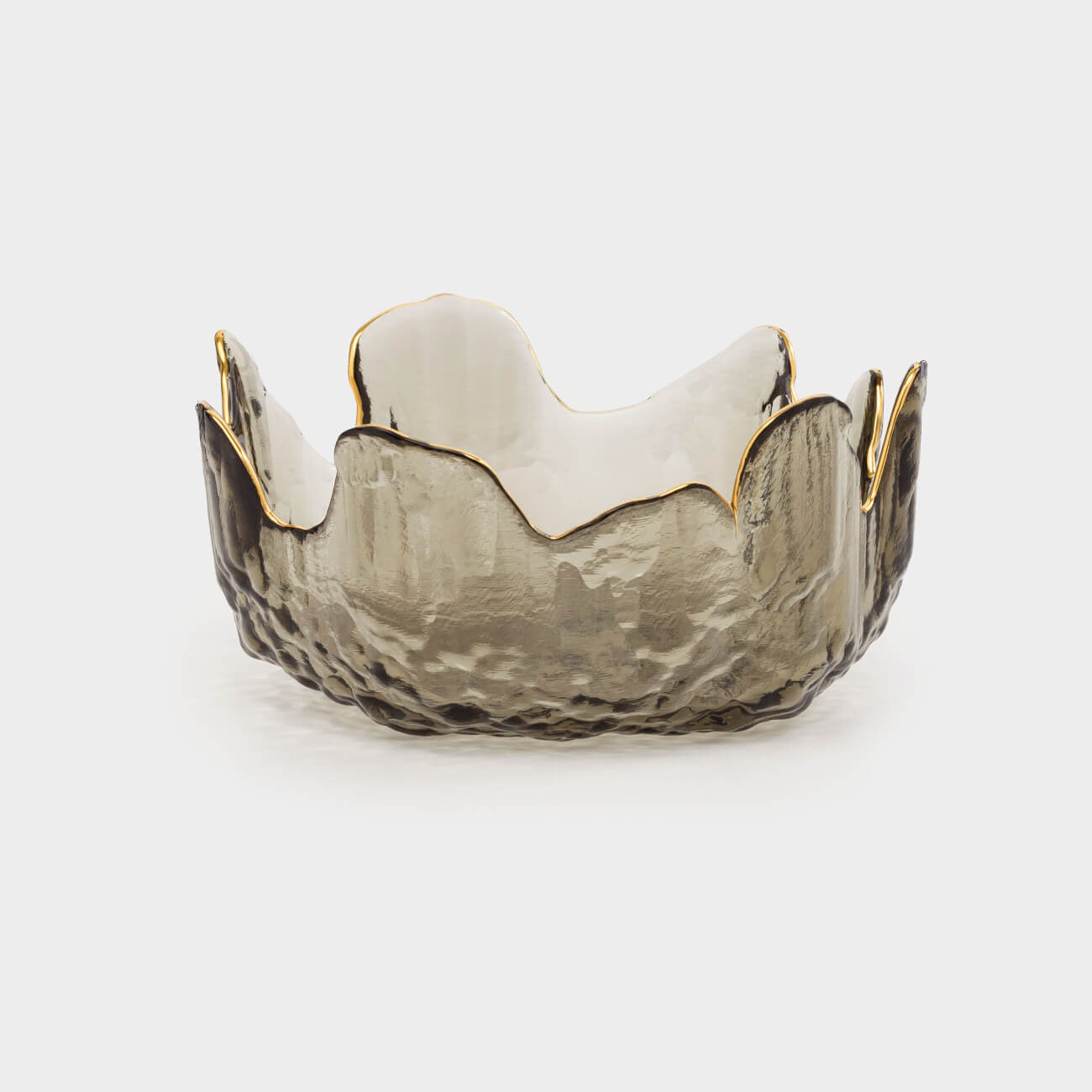Bowl, 13x6 cm, glass, gray, with golden edging, Nautilus color