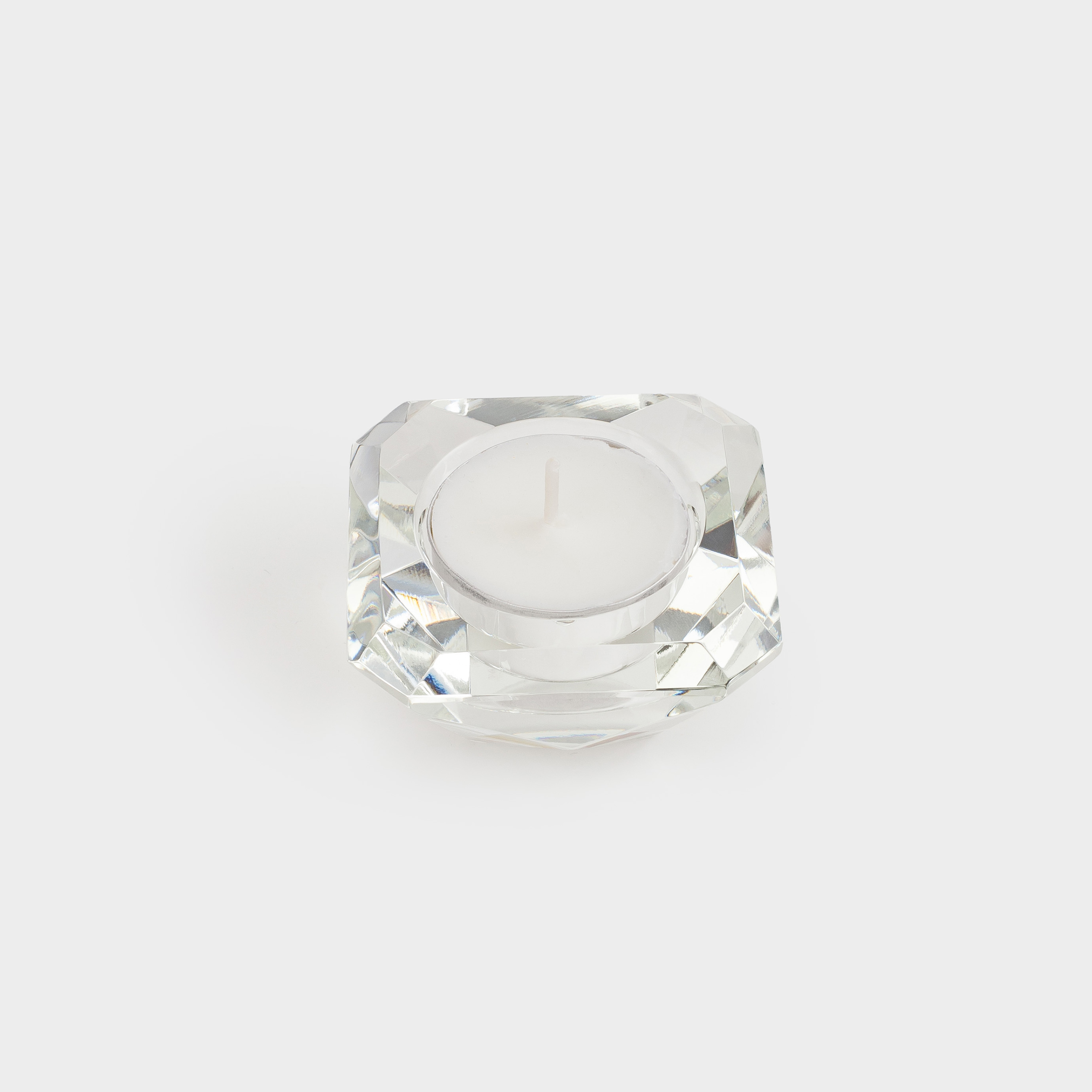Candlestick, 7 cm, for tea candle, glass, Facets, Lux crystal