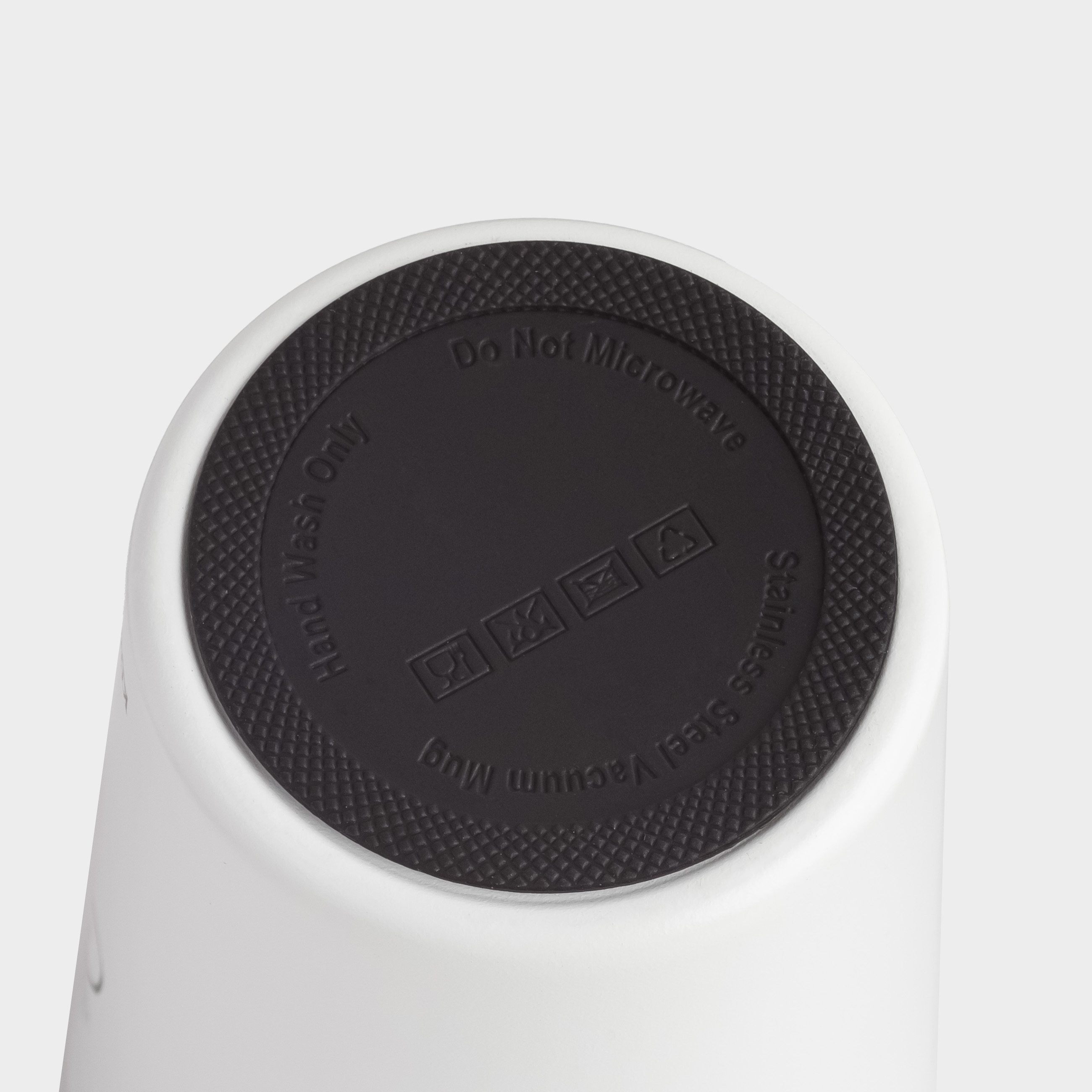 Thermo mug, 350 ml, steel / plastic, white, with inscription, Coffee time