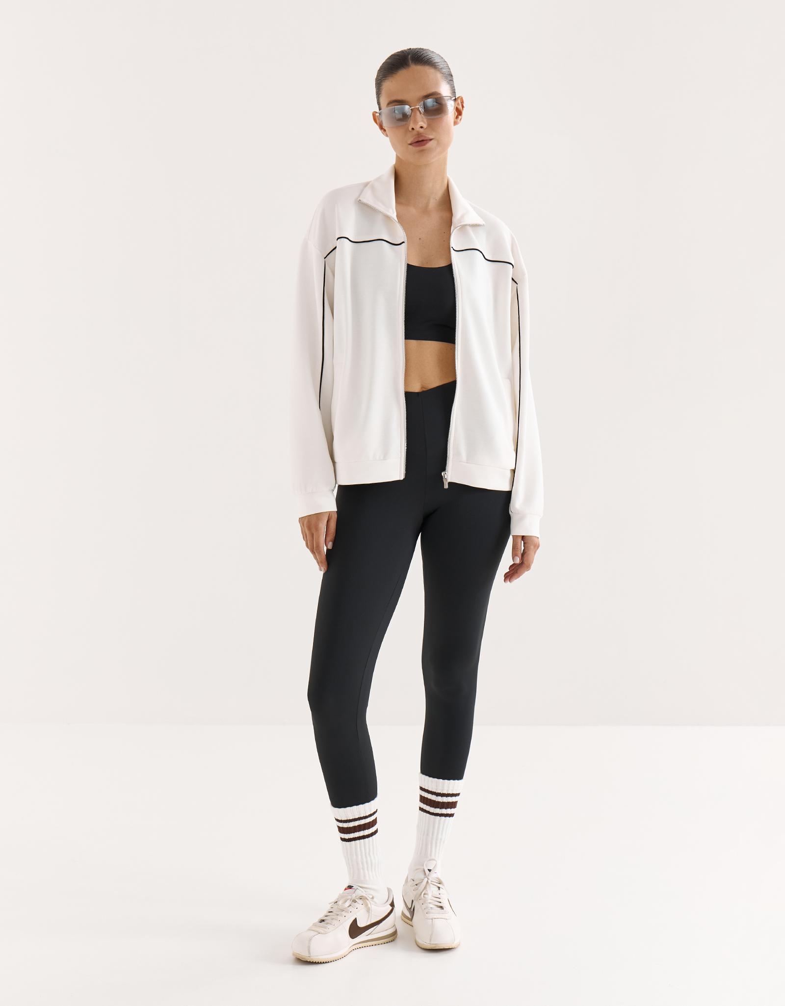 Women's sweatshirt, size S, zipper, cotton / viscose/spandex, milky, Alice, image-6