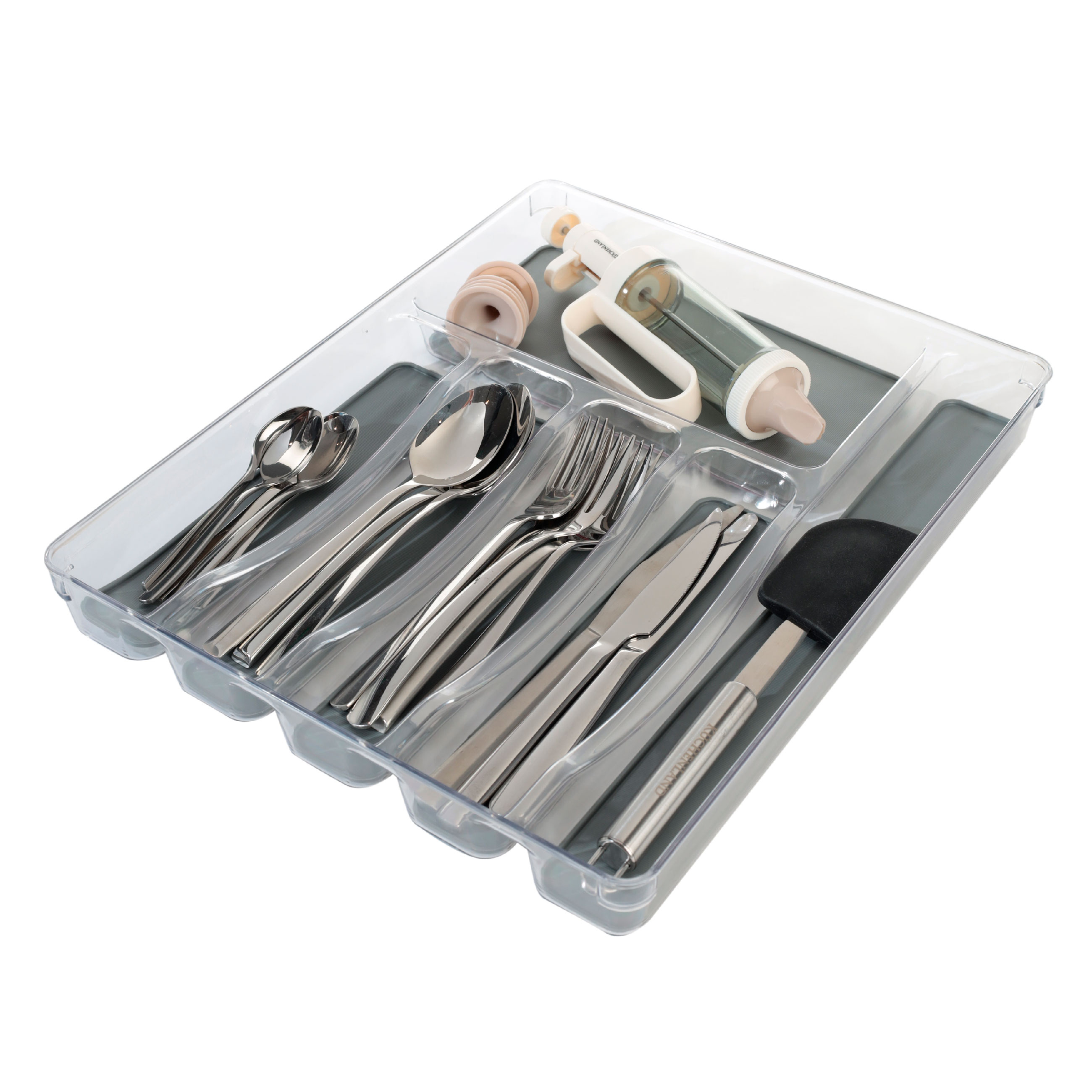 Cutlery tray, 40x32 cm, 6 compartments, removable linings, plastic / rubber, Non-slip new