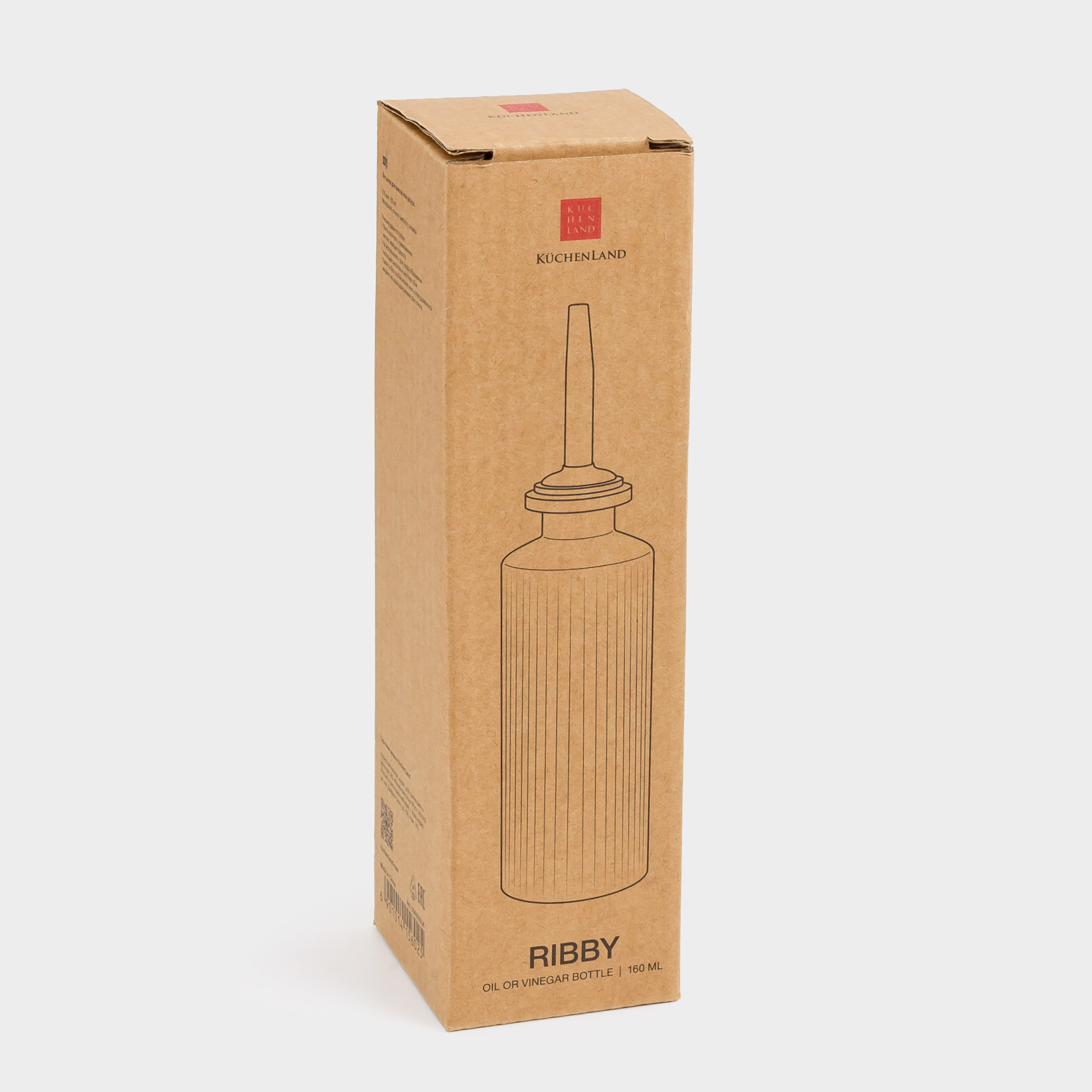 Oil or vinegar bottle, 160 ml, with dispenser, glass R / metal, Ribby