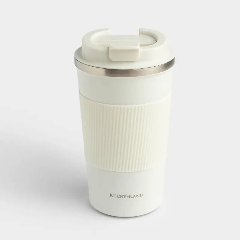Thermo mug, 500 ml, with zarf, steel / plastic/silicone, beige, Coffee life