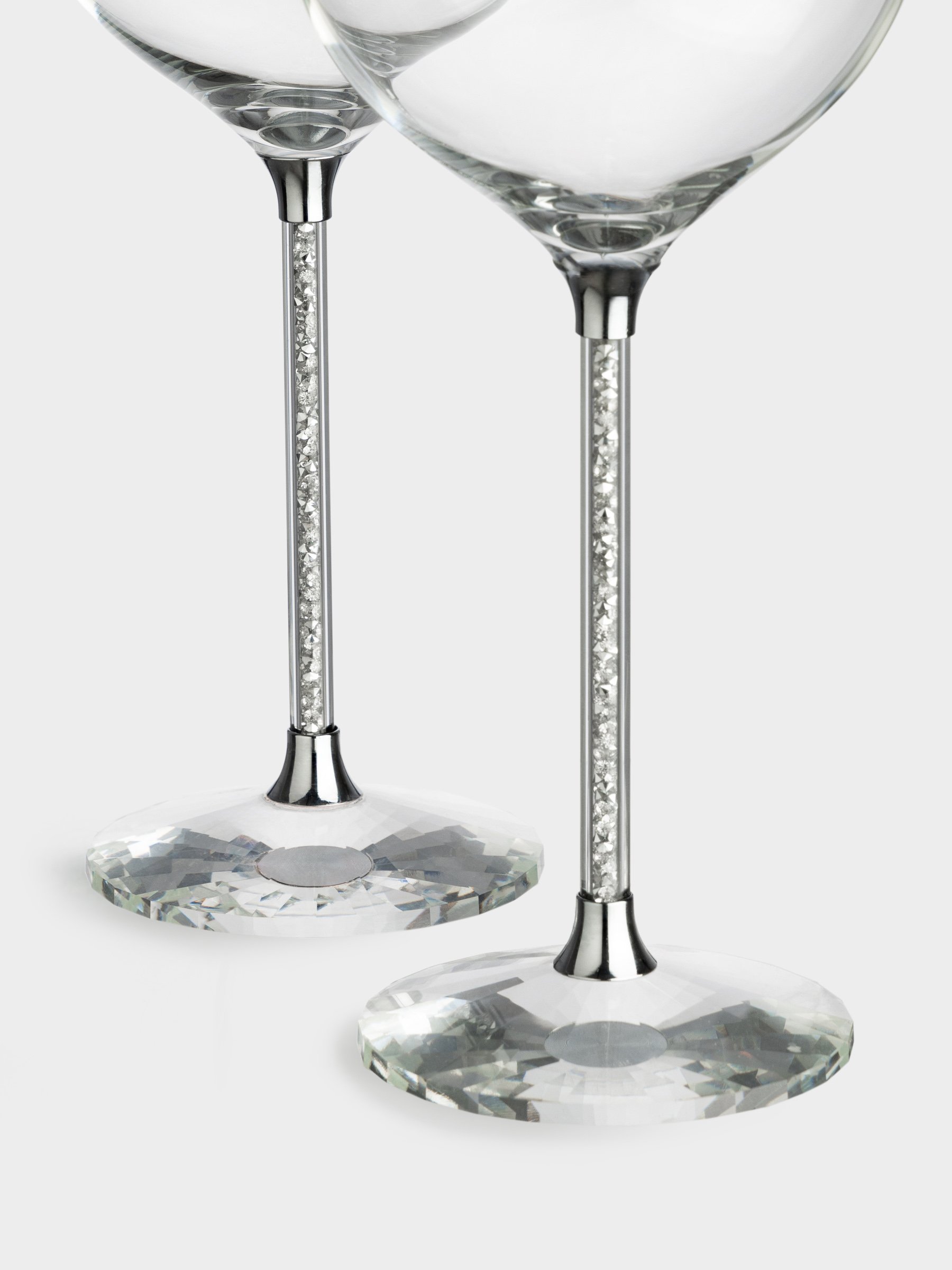 Drinking glass, 600 ml, 2 pcs, glass / rhinestones, Silver crystals, Diamond, image-3