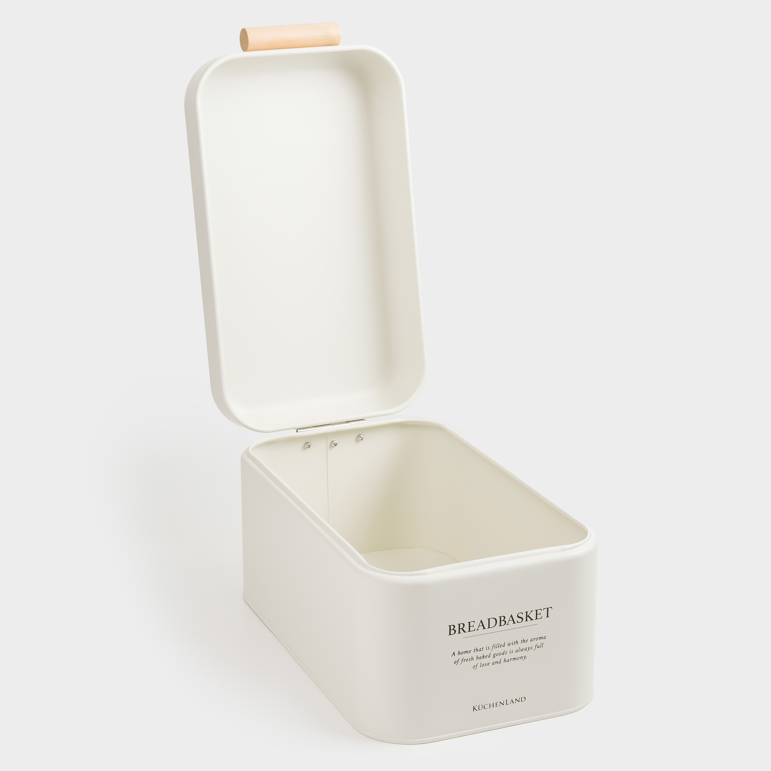 Bread box, 32x18x16 cm, metal / wood, rectangular, milky, Course