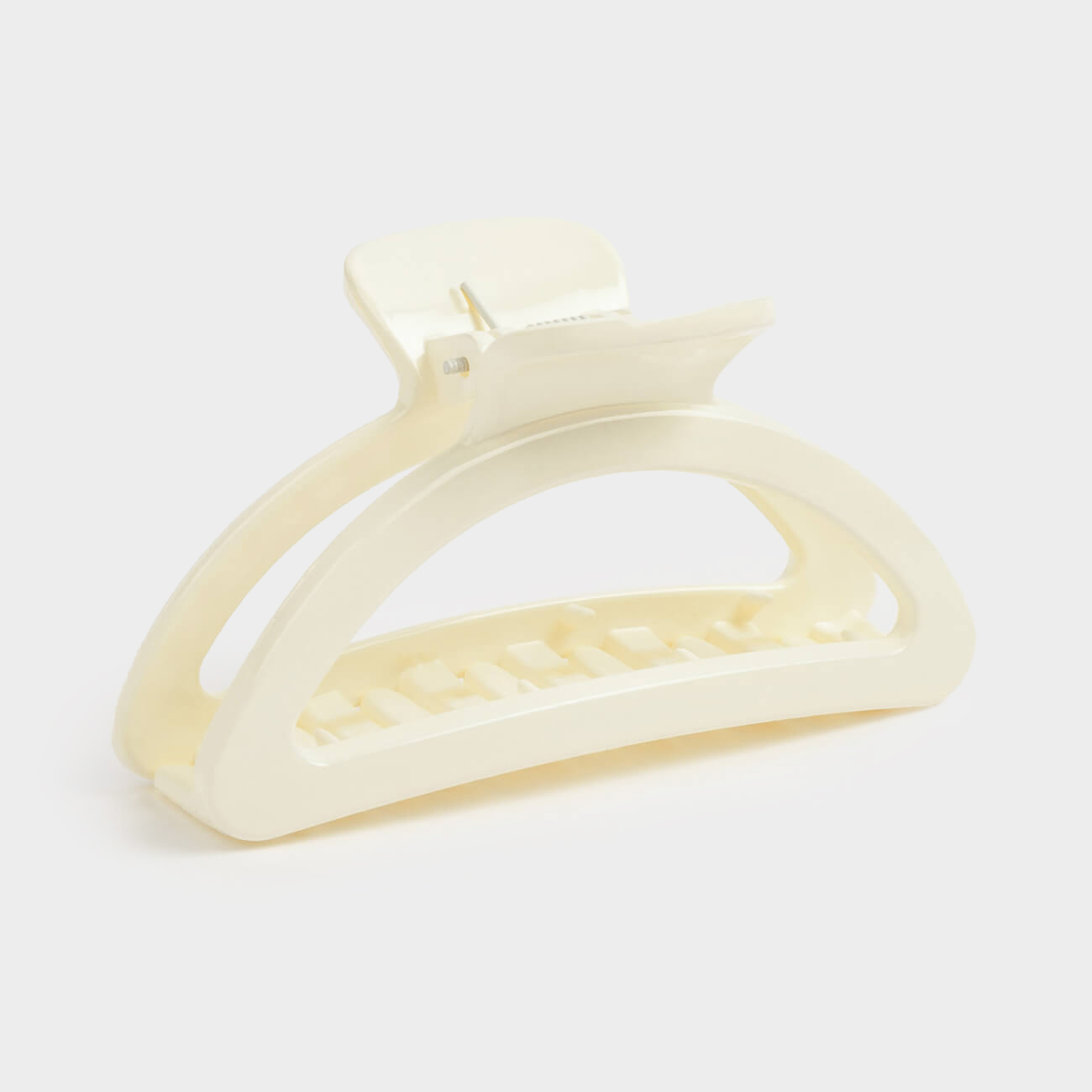 Hair clip, 9 cm, plastic, milk, Crab, Basic