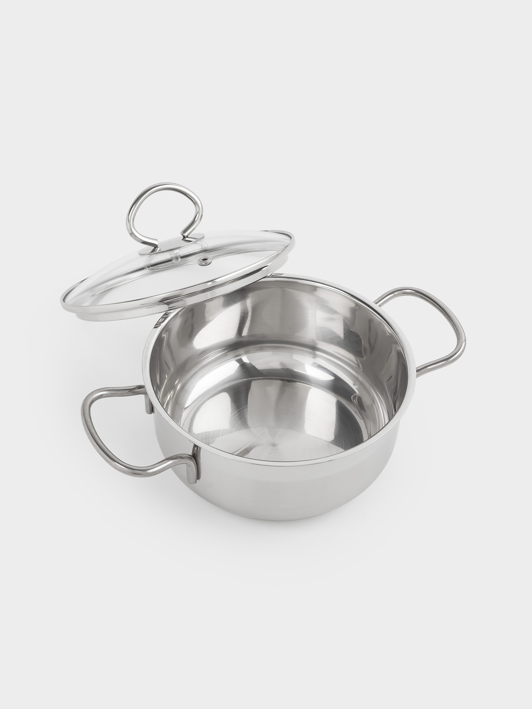 Pot, 16 cm, 1.4 l, with lid, steel / glass, Egoist lite, image-1
