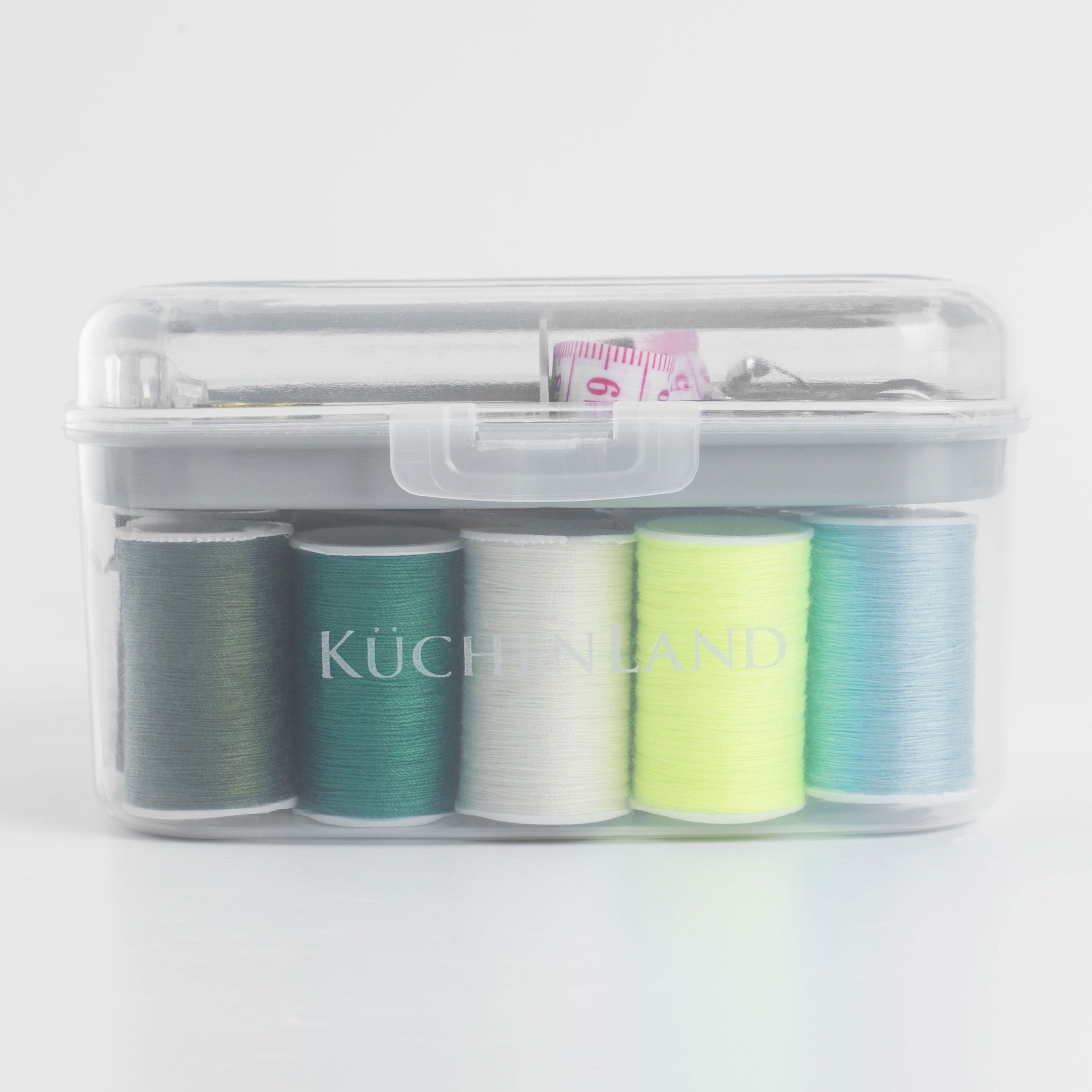 Sewing and needlework set, 13x10 cm, 40 items, in organizer, plastic / metal, gray, Thread, image-5