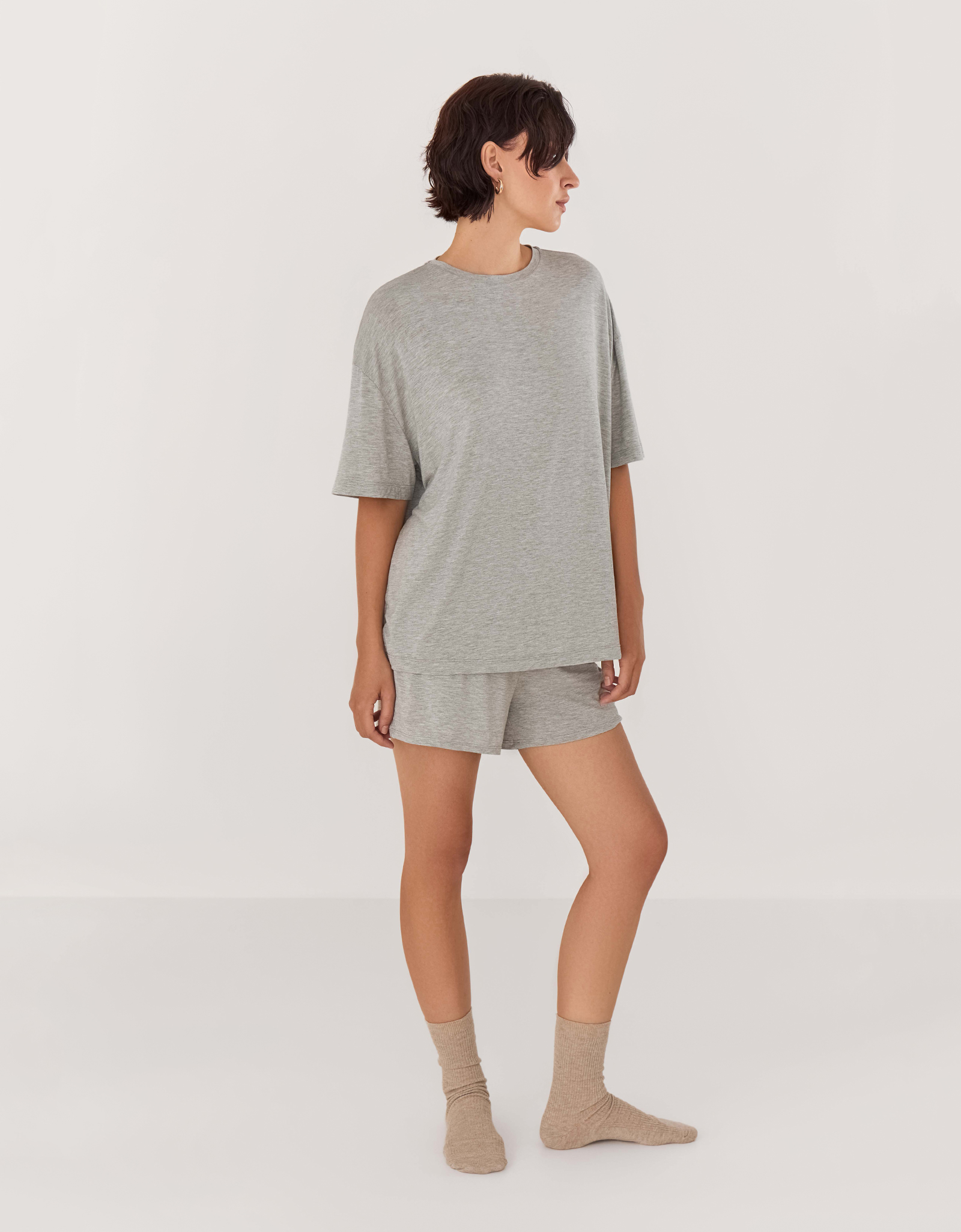 Women's shorts, homewear, size S, bamboo, grey melange, Rima, image-2