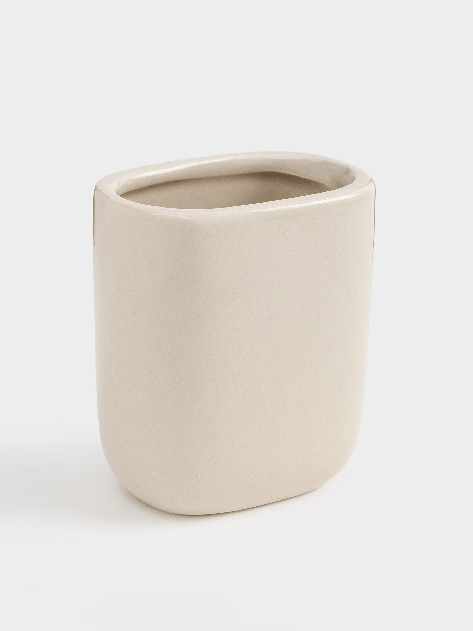 Toothbrush cup, 10 cm, ceramic, beige, Nira, image-1