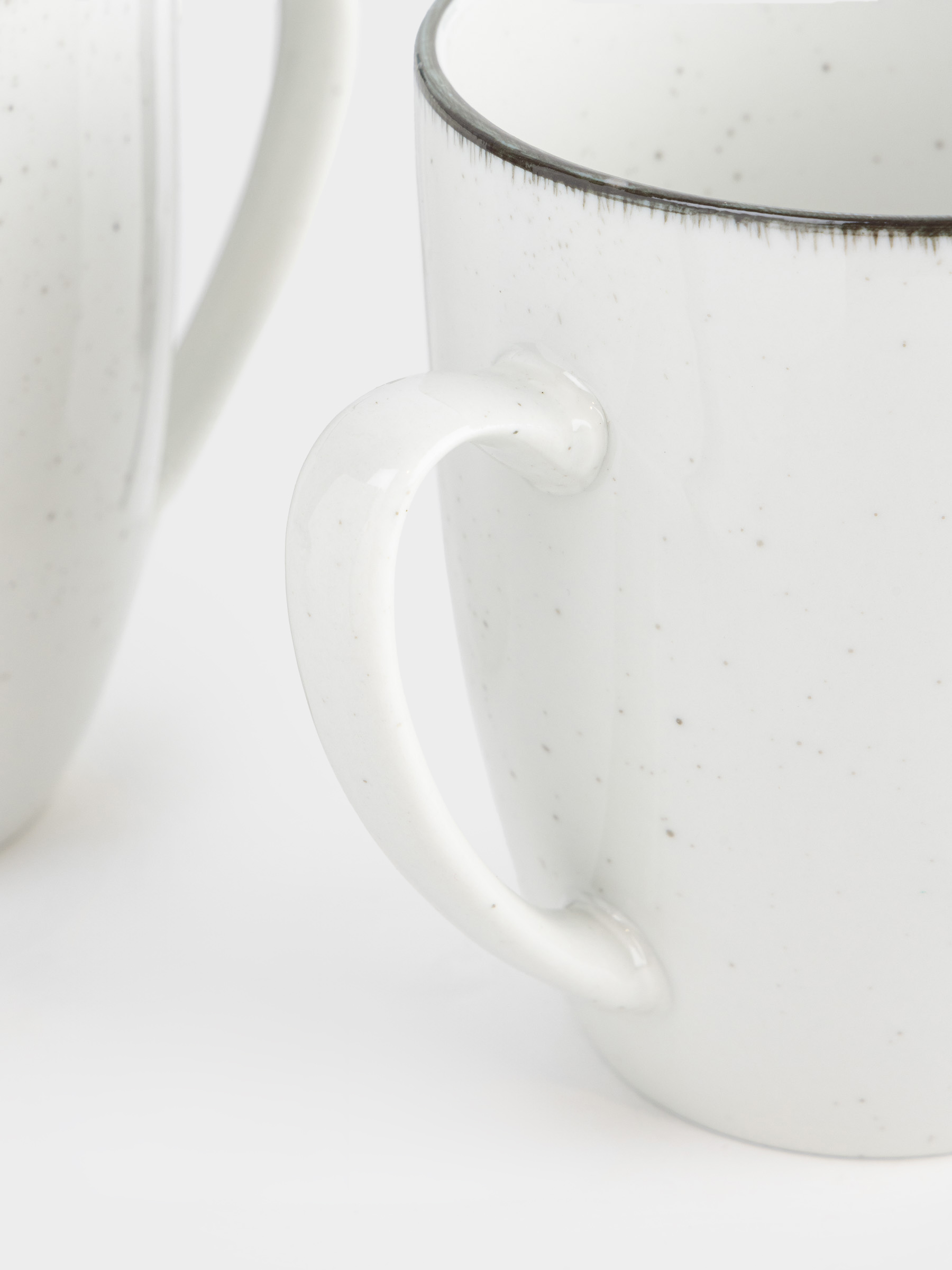 Mug, 350 ml, 2 pcs, ceramic, white-grey, speckled, Roxas, image-1