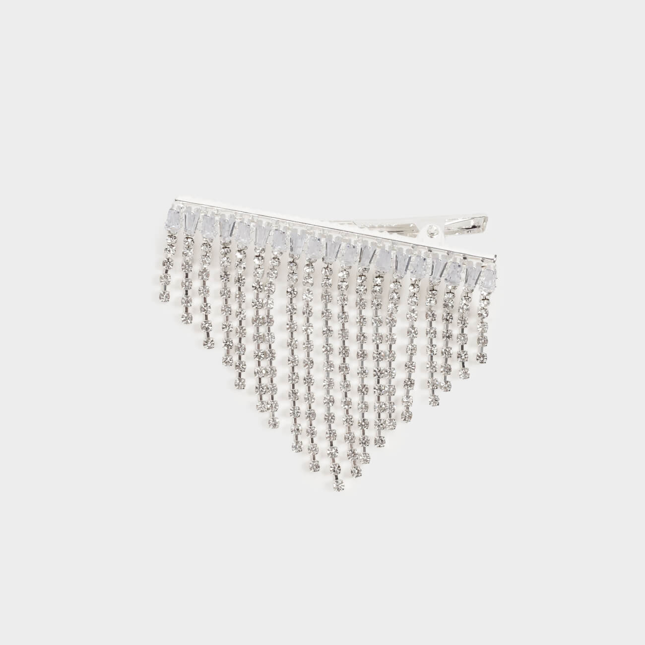 Hair clip, 6 cm, metal / rhinestones, silver, Jewelry crystal