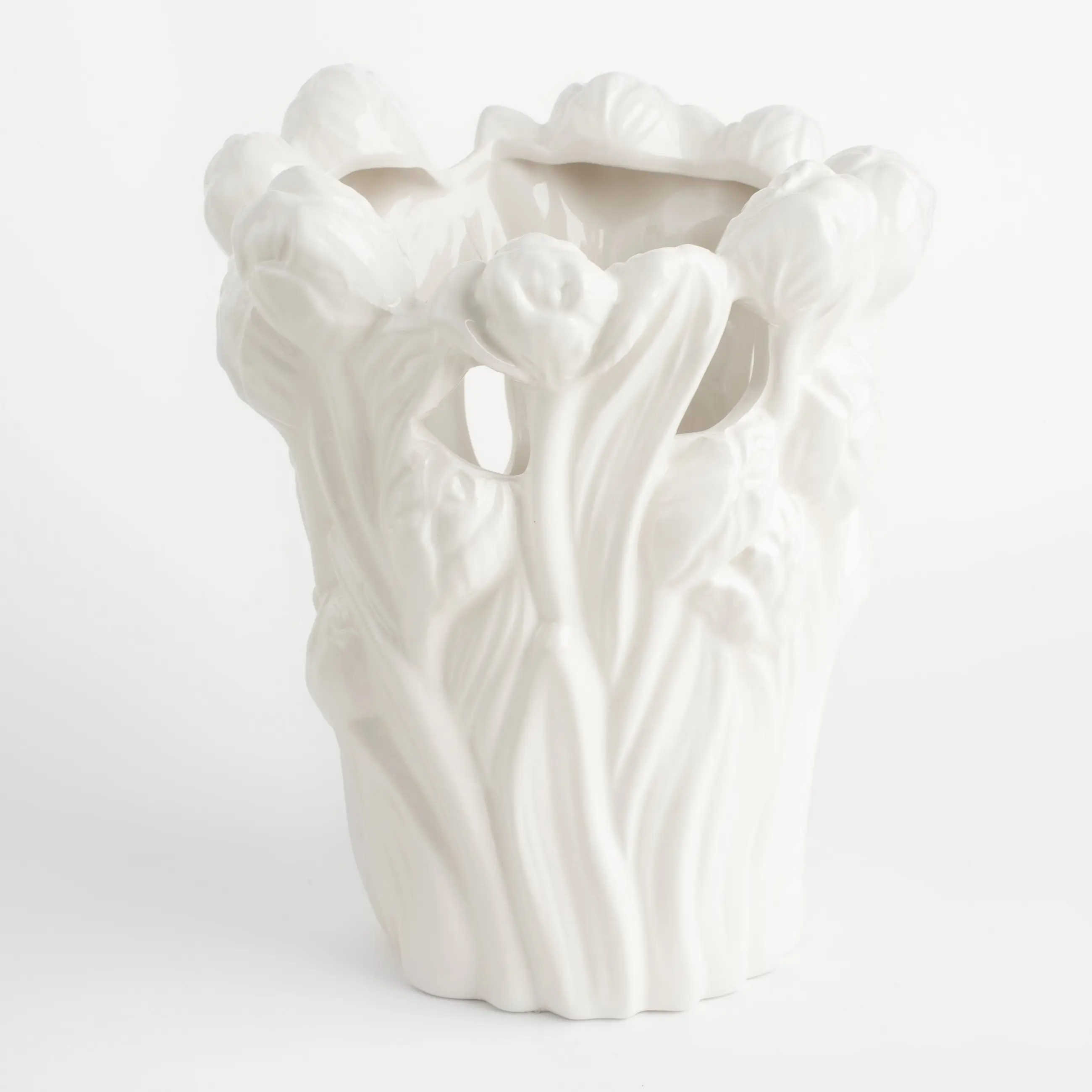 Flower vase, 25 cm, decorative, ceramic, white, Tulips, Tulip, image-0