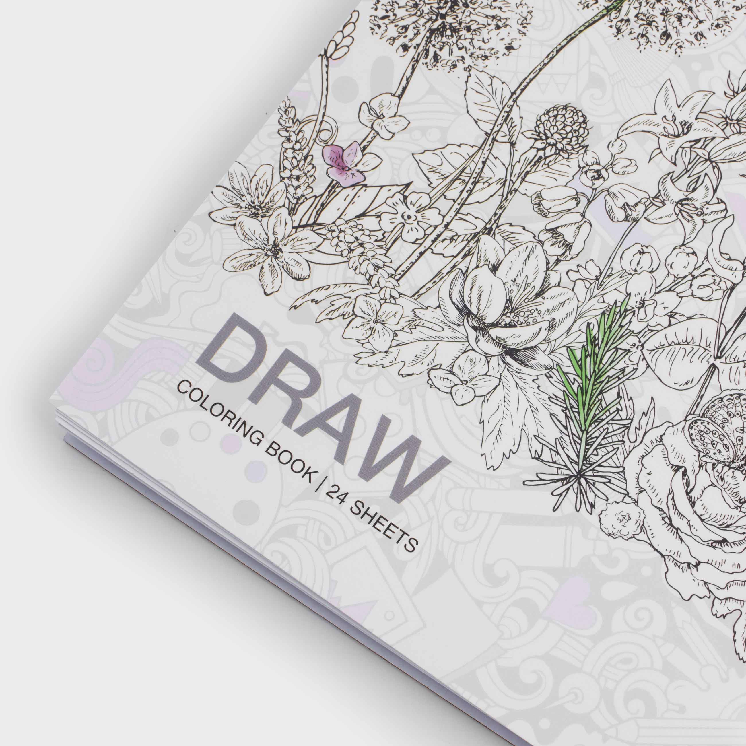 Coloring book, 21x21 cm, 24 sheets, on rings, Animals and Flowers, Draw, image-3