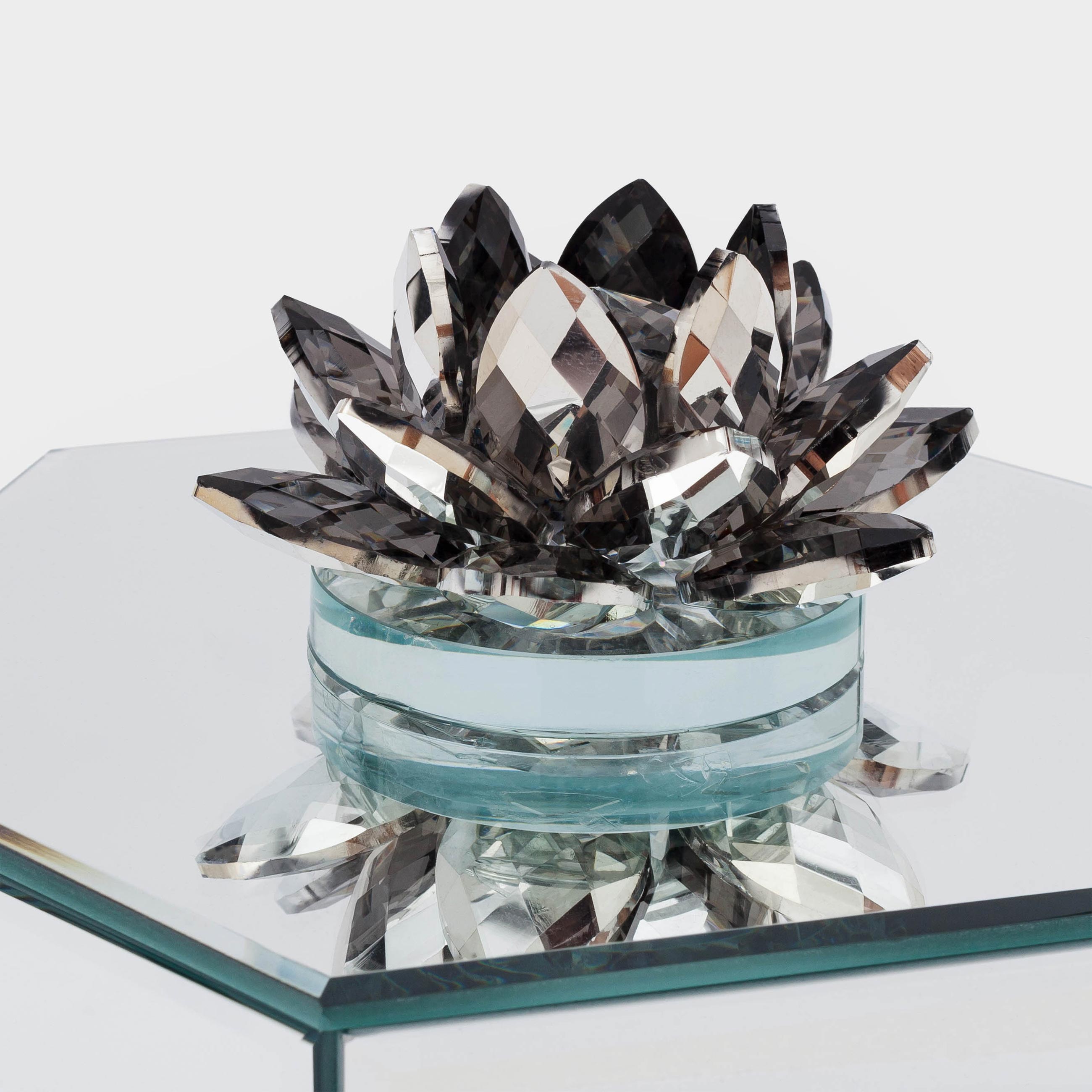 Jewelry box, 19x21 cm, glass, mirror, Lotus, Glossy