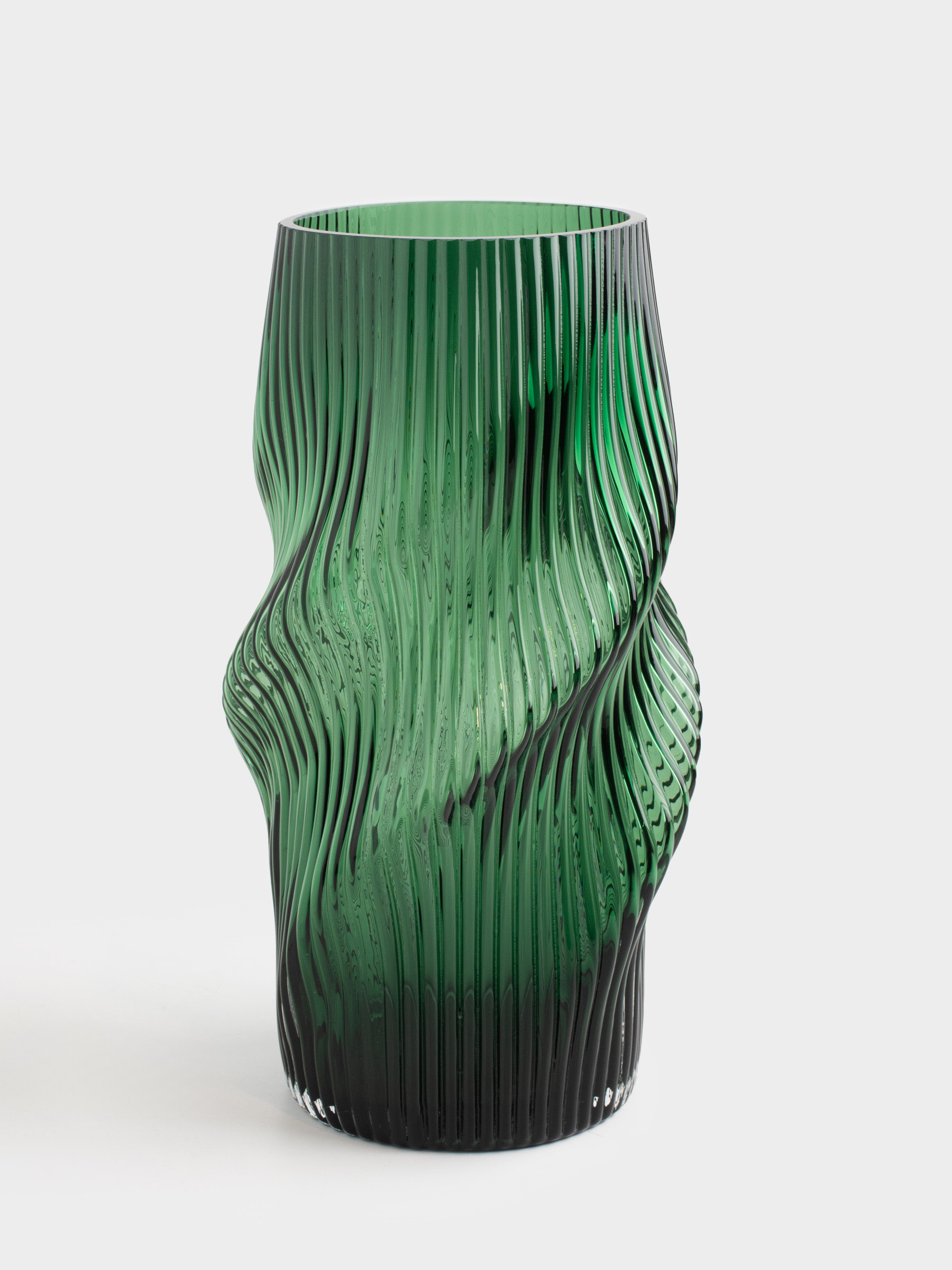 Flower vase, 30 cm, glass, green, Vortex, Ribedic, image-0