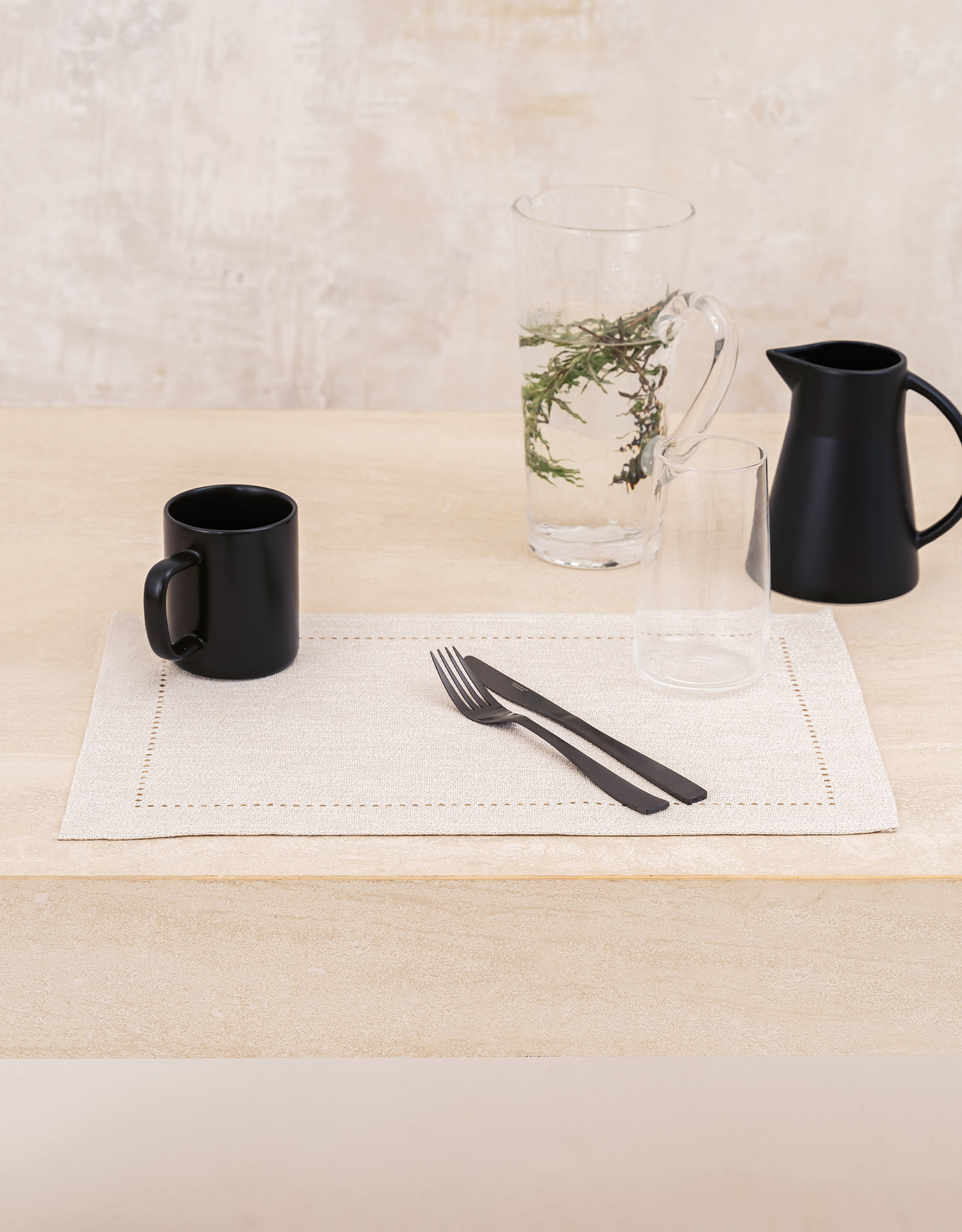 Napkin for appliances, 30x45 cm, polyester, rectangular, silver-cream, Hemstitch
