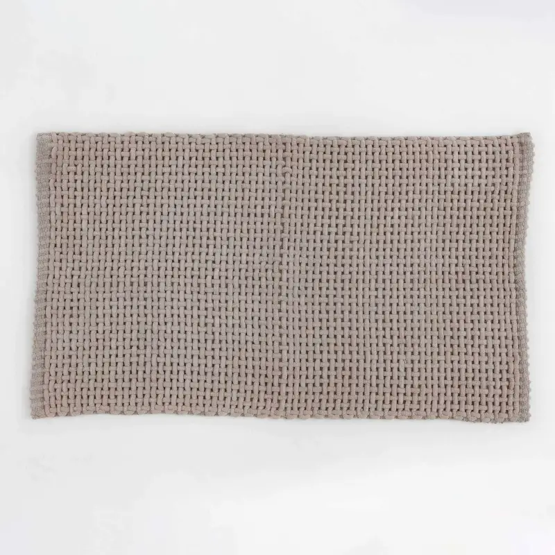 Mat, 60x110 cm, anti-slip, Polyester / cotton, beige, Grid, Cozy ,image-0