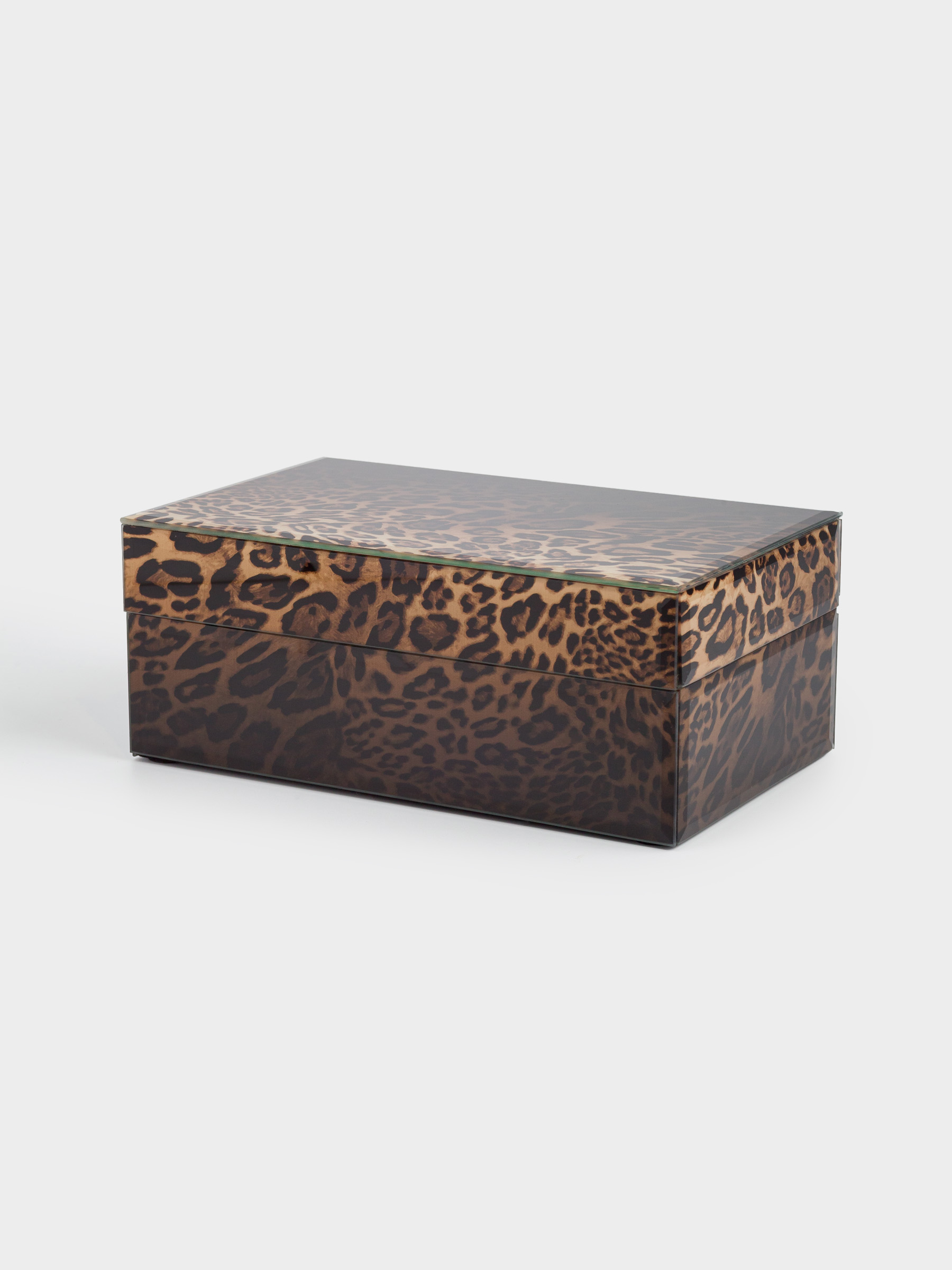 Jewelry box, 21x13 cm, glass, Leopard, Leopard, image-0