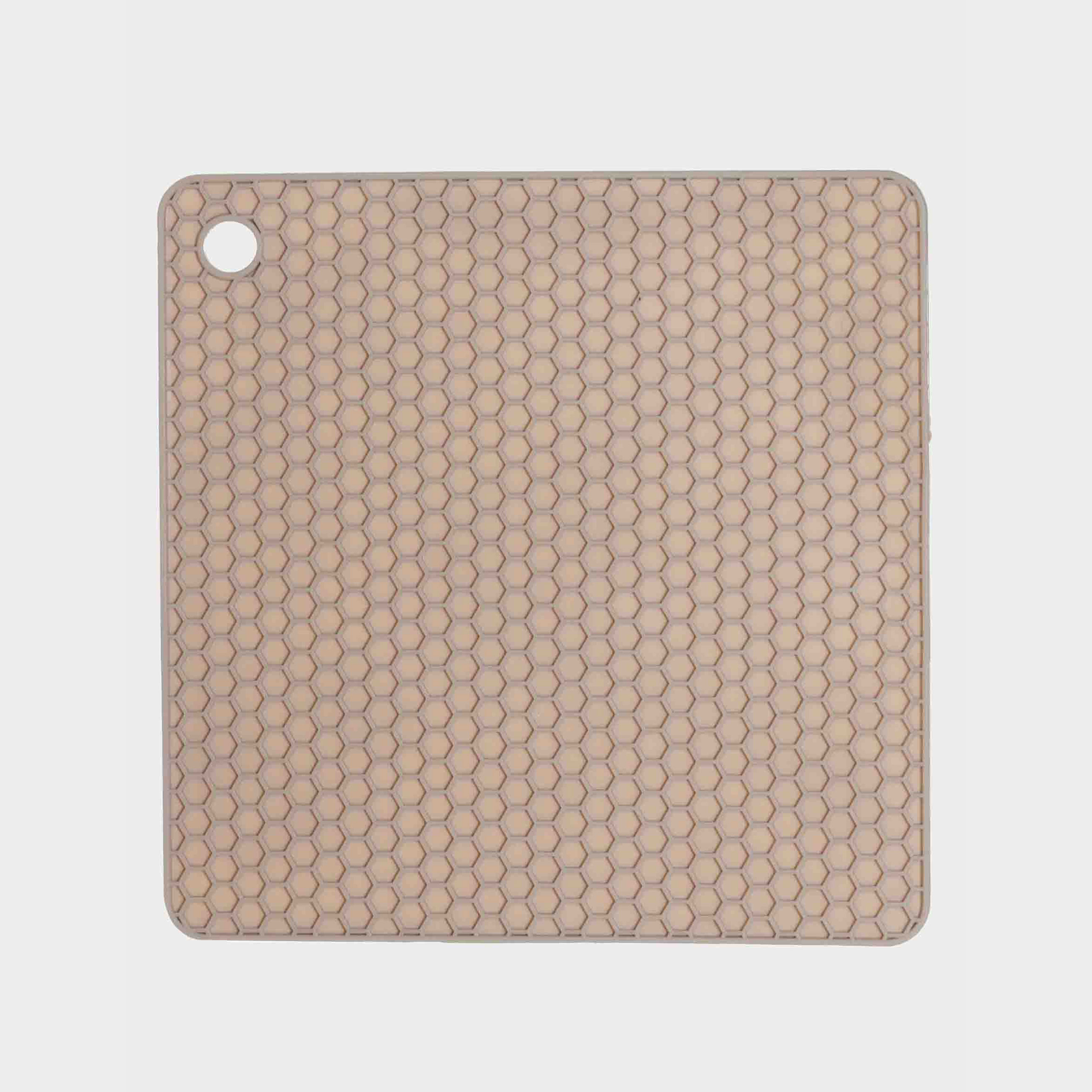Hot pot holder, 17 cm, square, silicone, beige, Soft kitchen, image-0