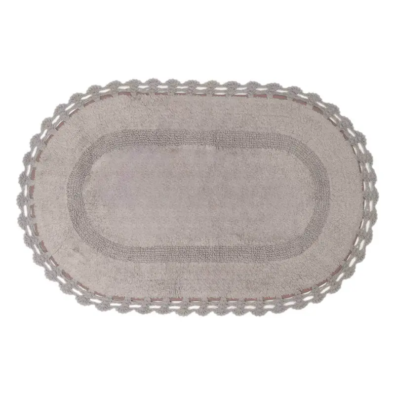 Mat, 60x100 cm, Cotton, Grey, Lace, Knit