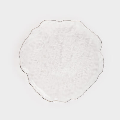 Dish, 30 cm, glass, with silver edging, Nautilus silver ,image-0