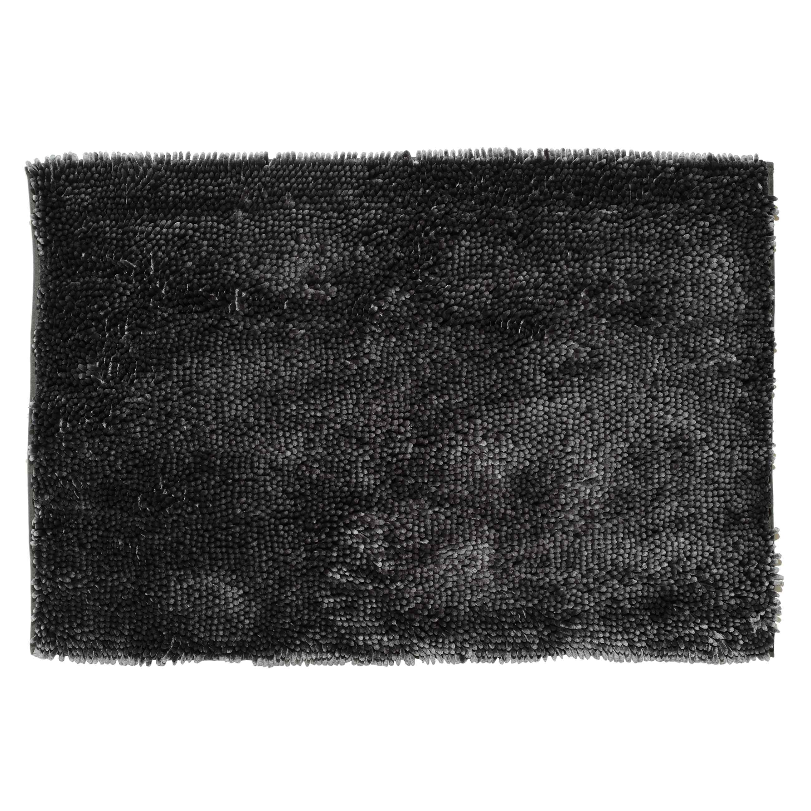 Mat, 65x100 cm, anti-slip, polyester, Dark grey, Fluffy, image-0